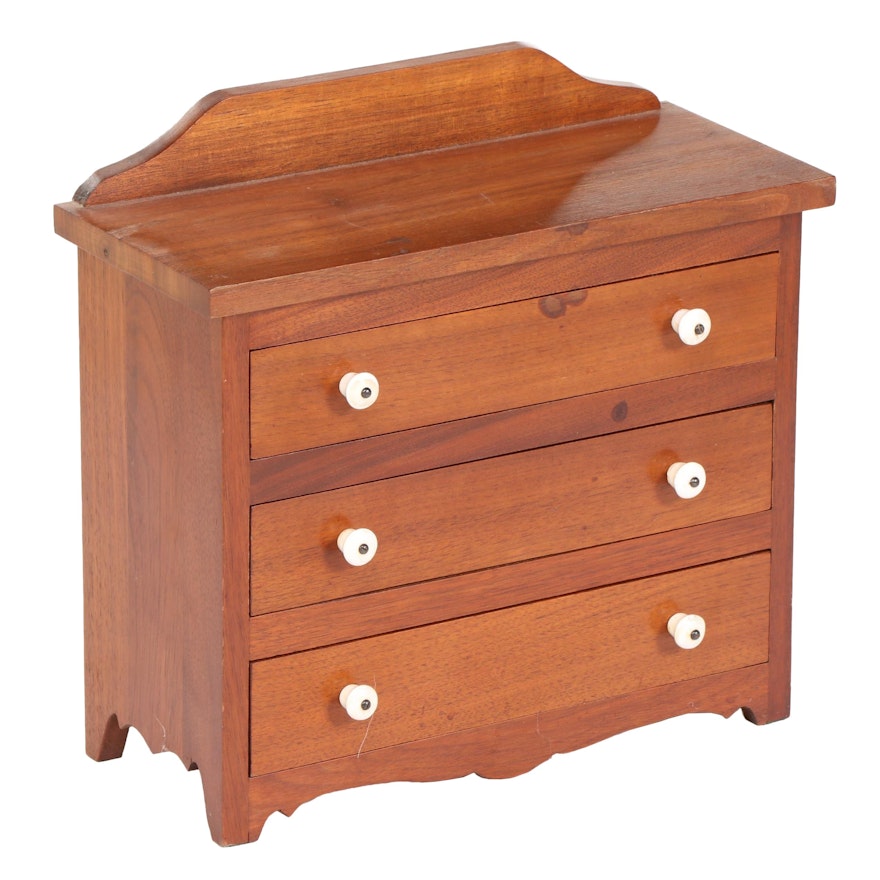 Bill Wyatt Walnut Bench-Made Miniature Chest of Drawers, 20th Century