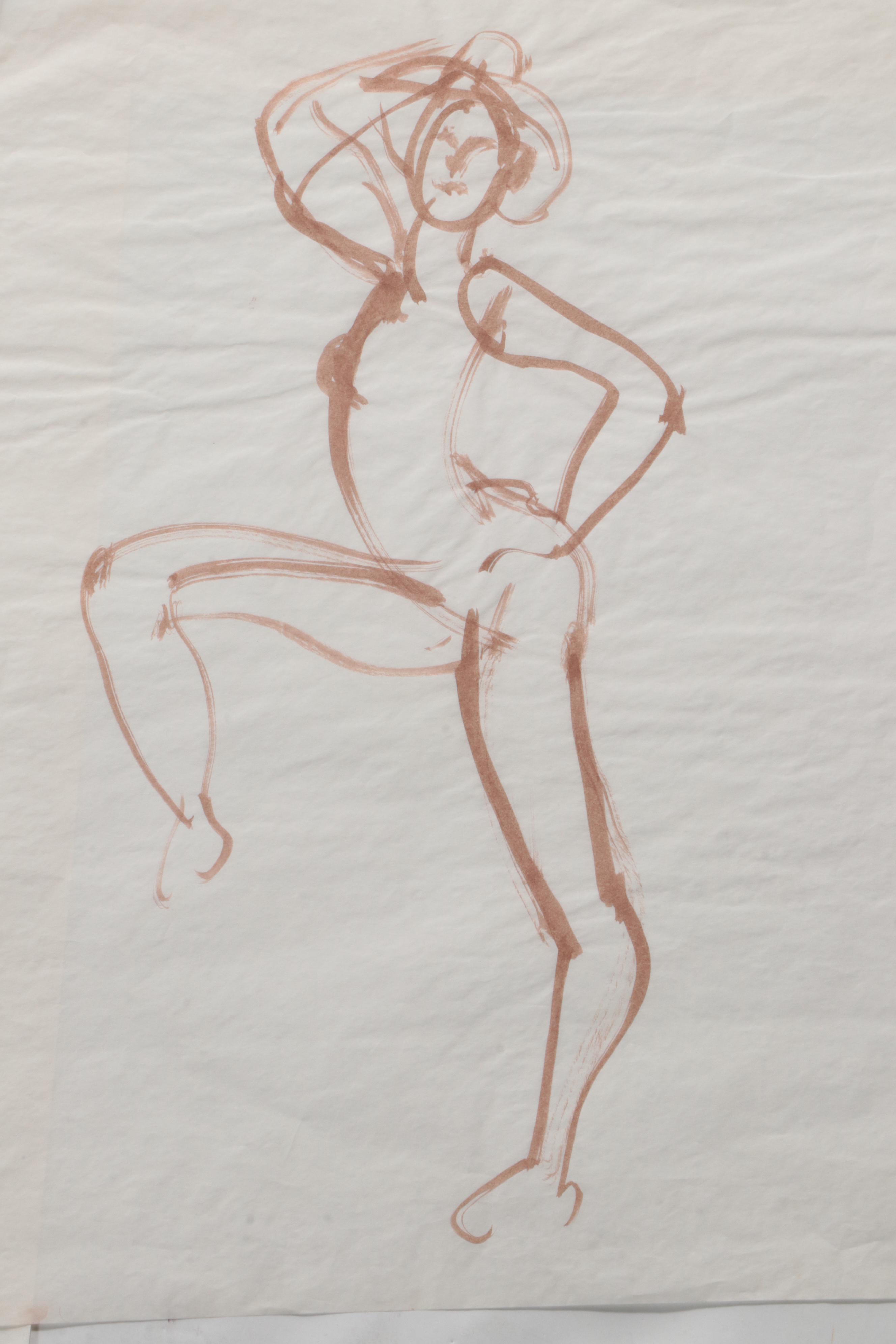 Margaret Voelker-Ferrier Mixed Media Figure Study Drawings