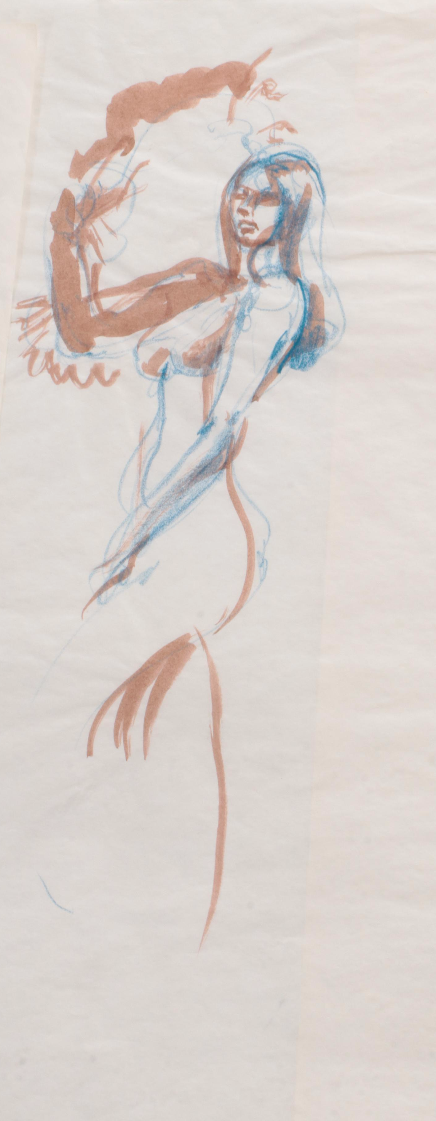 Margaret Voelker-Ferrier Mixed Media Figure Study Drawings