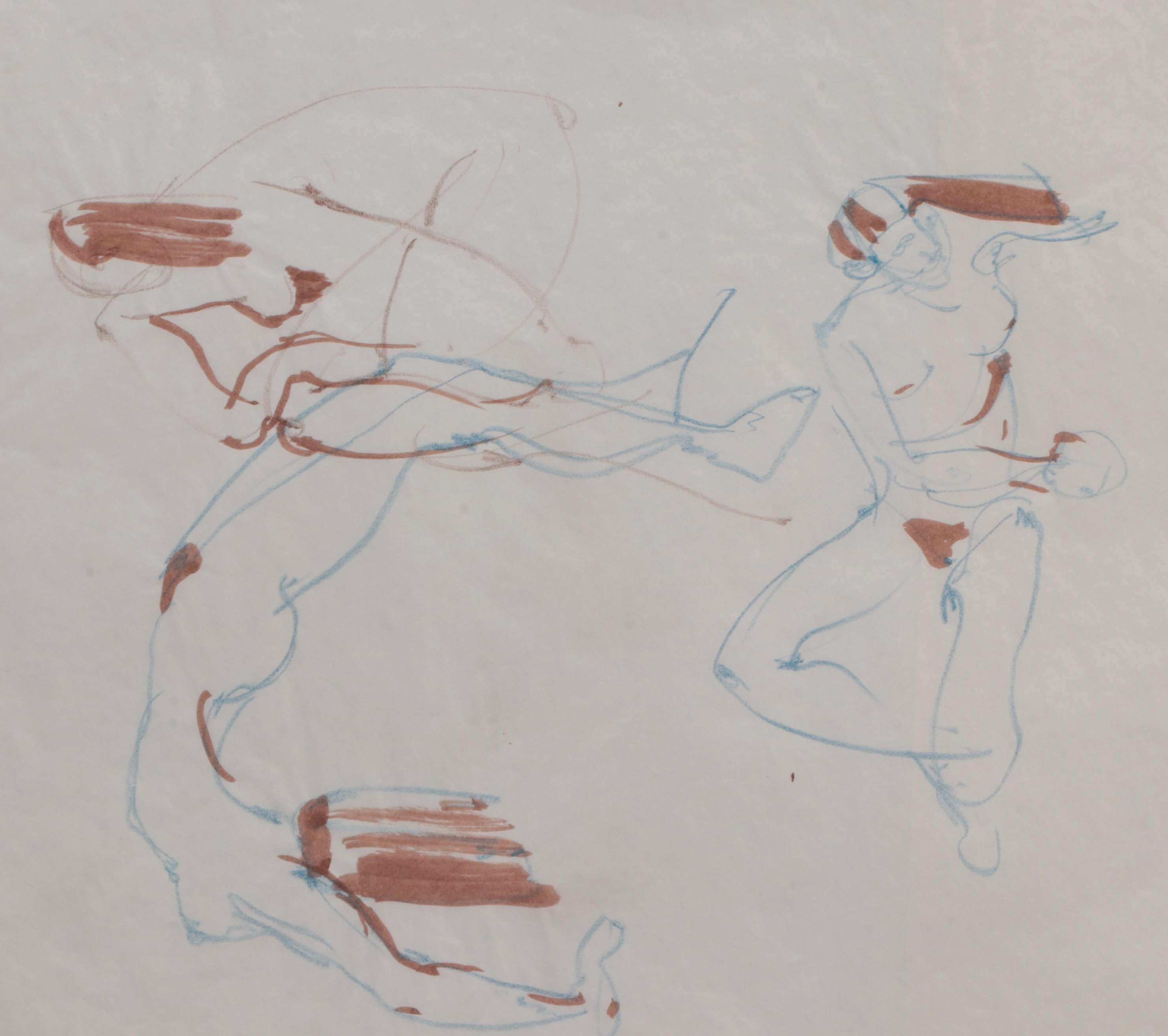 Margaret Voelker-Ferrier Mixed Media Figure Study Drawings