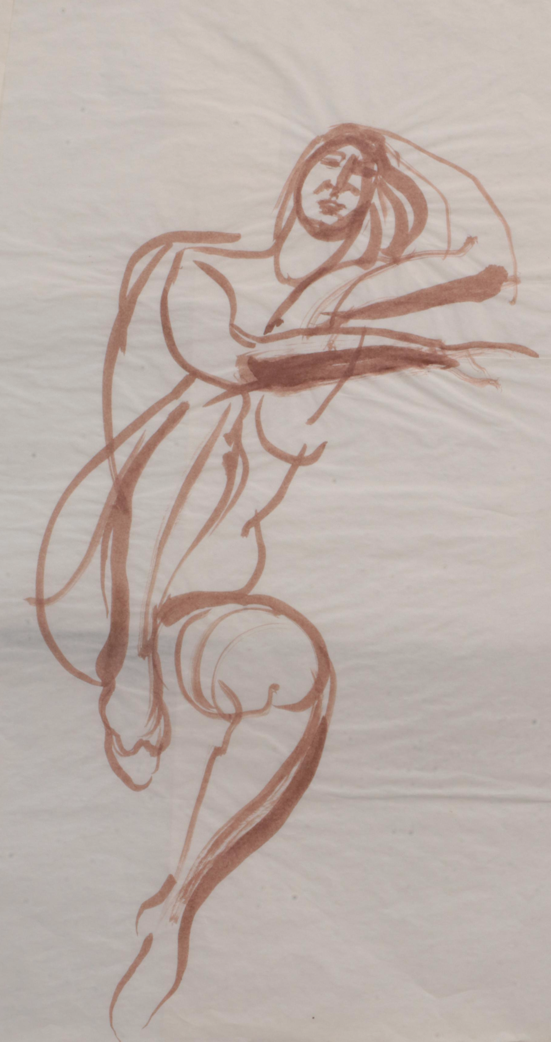 Margaret Voelker-Ferrier Mixed Media Figure Study Drawings