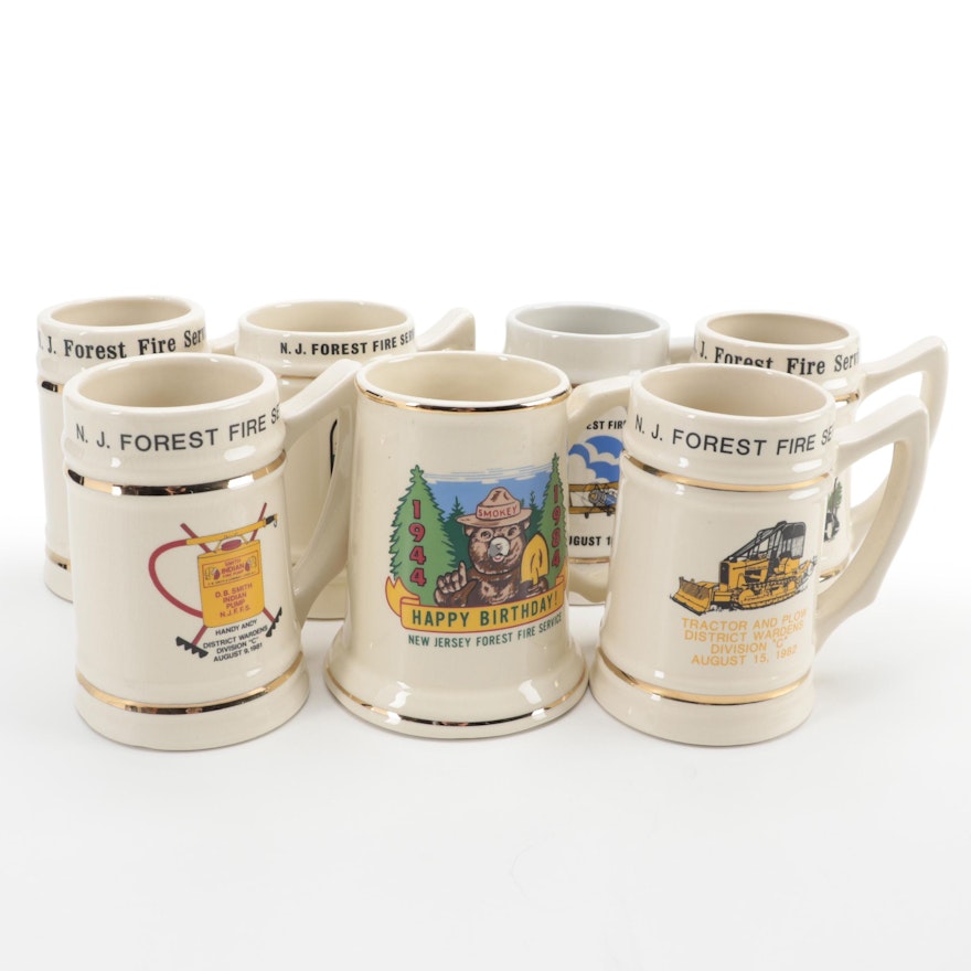 "Smokey The Bear" Fire Prevention Ceramic Mugs, 1980-1985