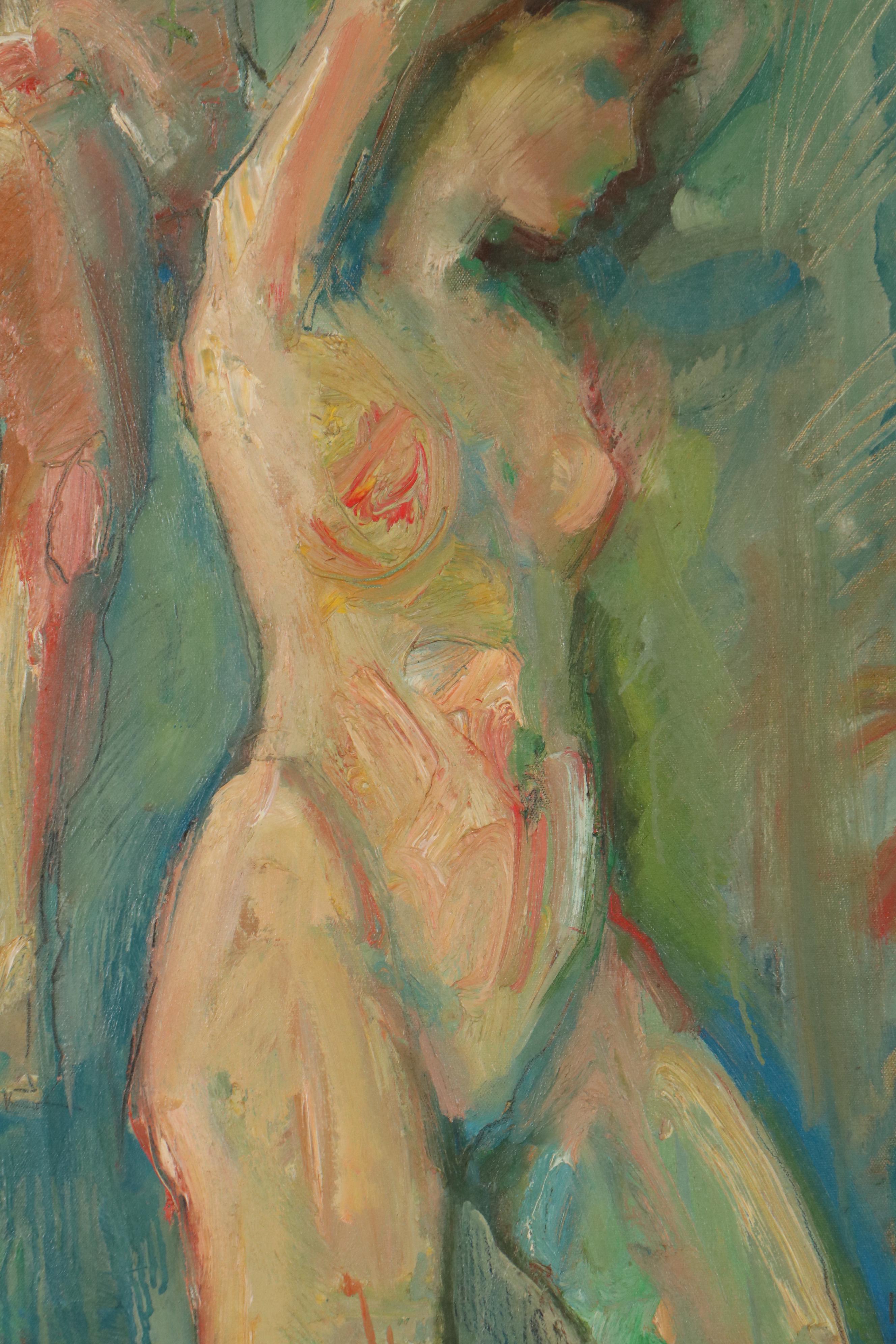 Jack Meanwell Oil Painting of Standing Nude, 1977