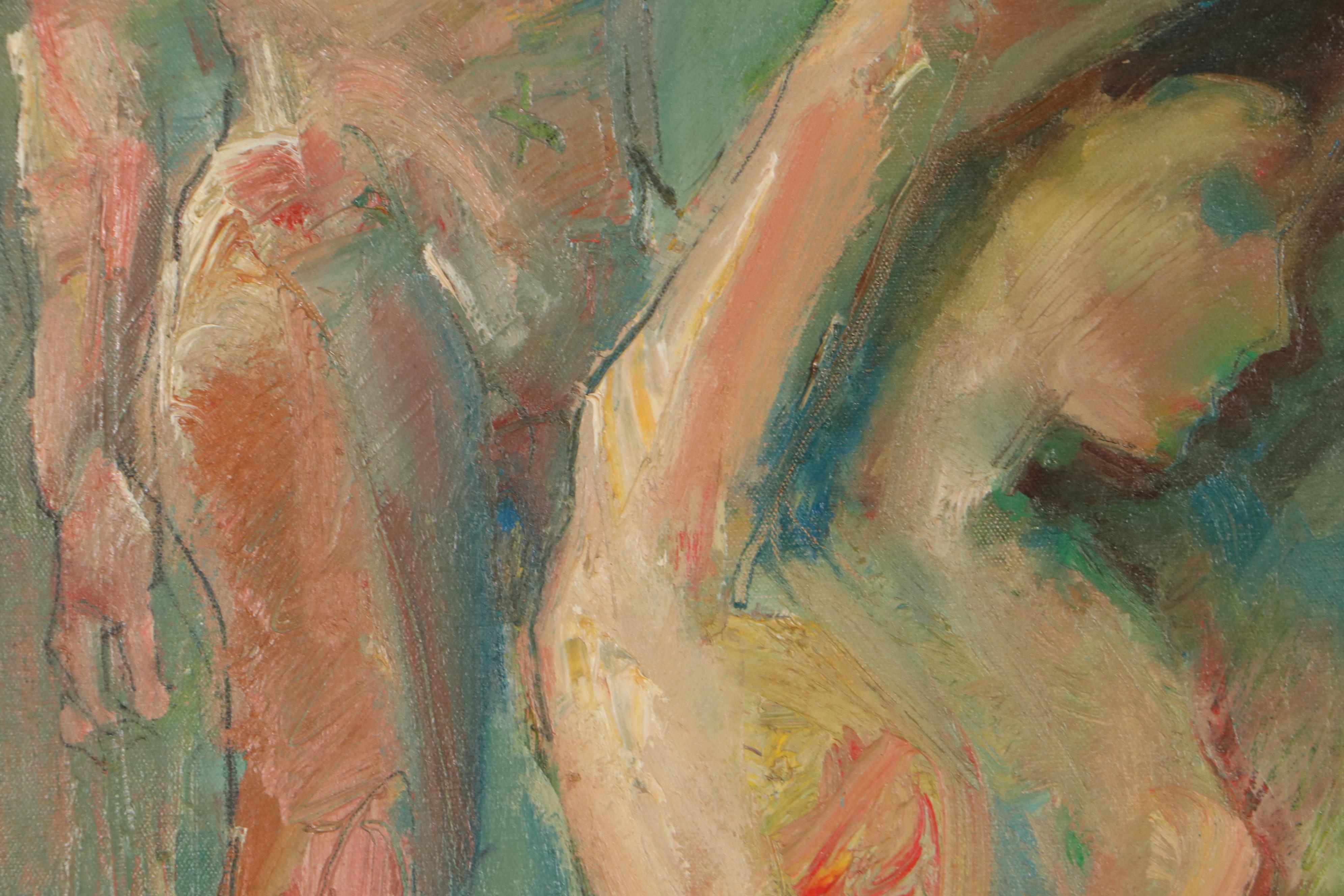 Jack Meanwell Oil Painting of Standing Nude, 1977