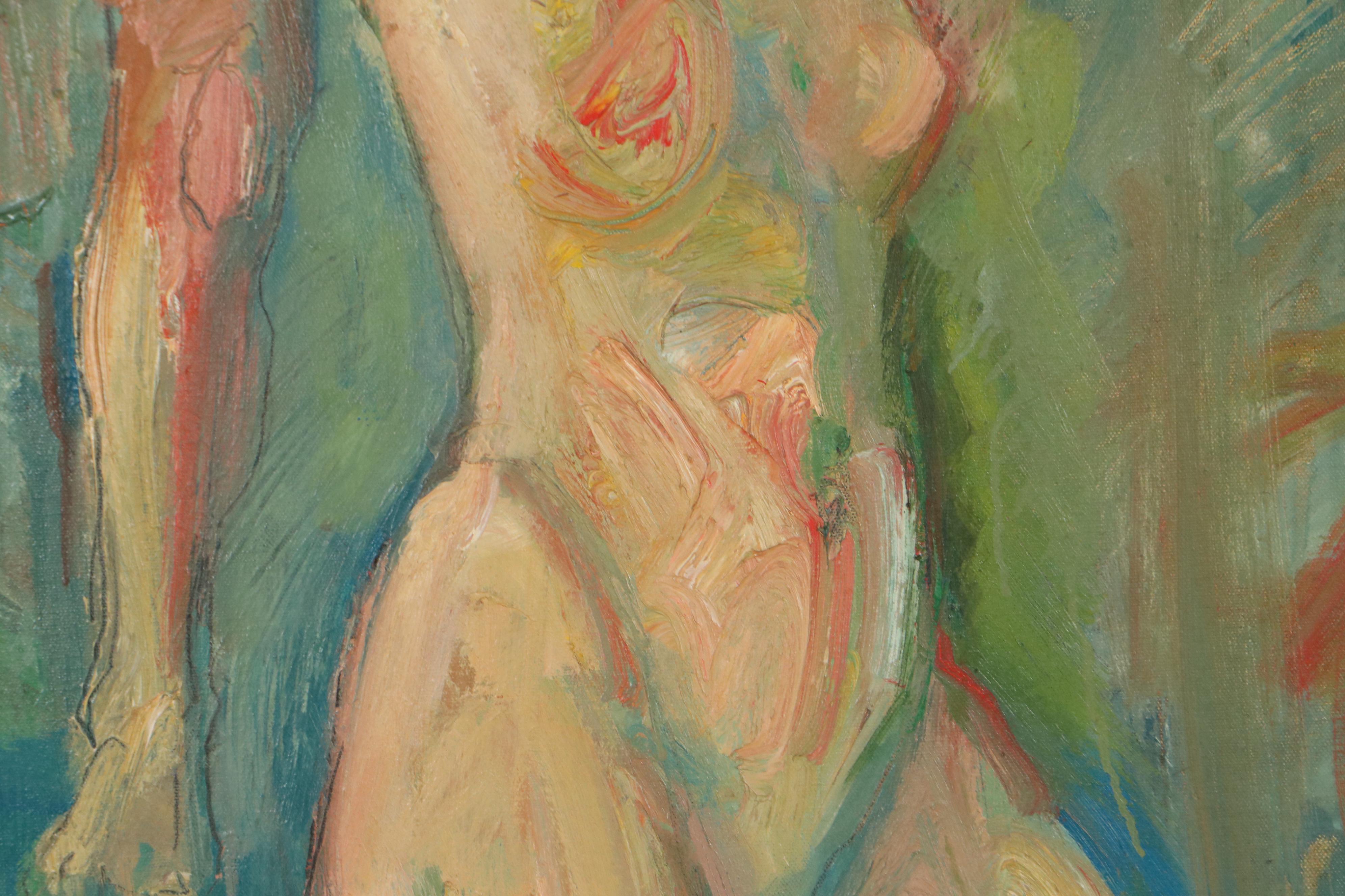 Jack Meanwell Oil Painting of Standing Nude, 1977