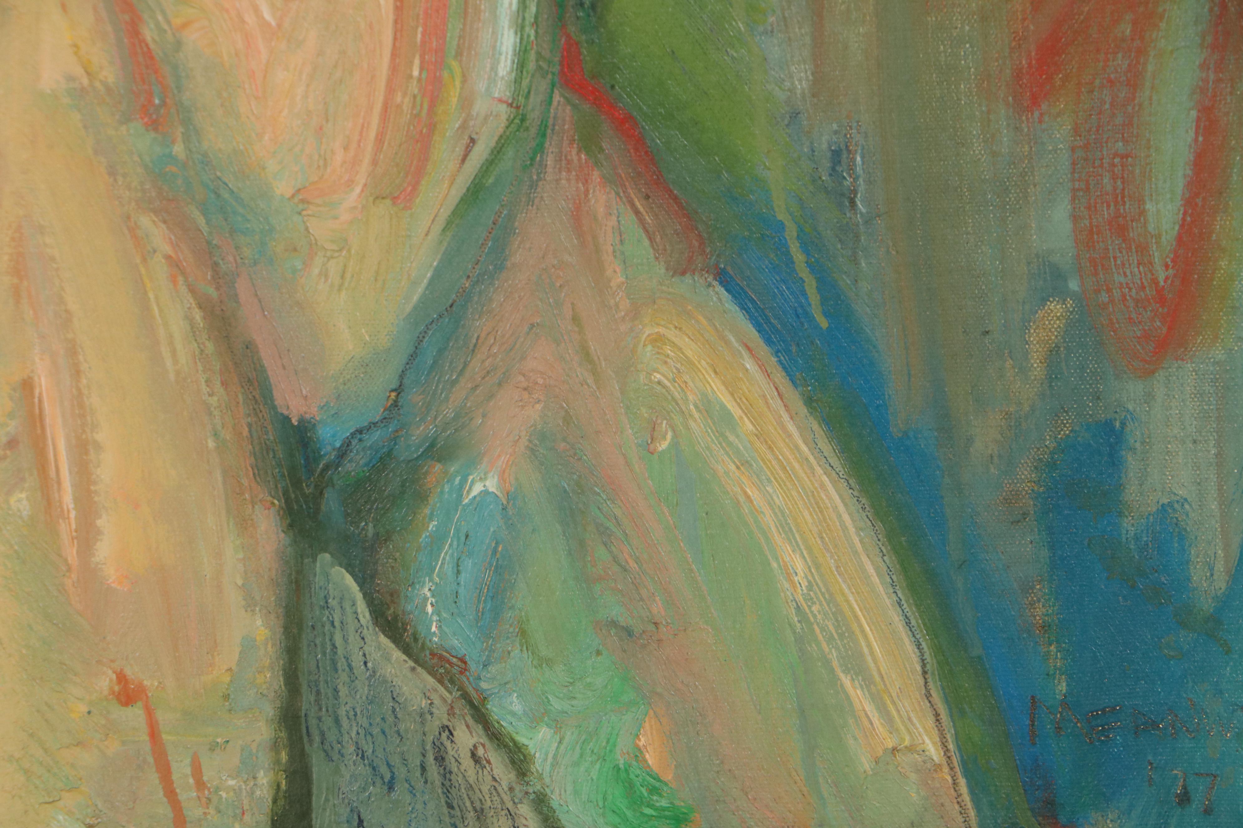 Jack Meanwell Oil Painting of Standing Nude, 1977