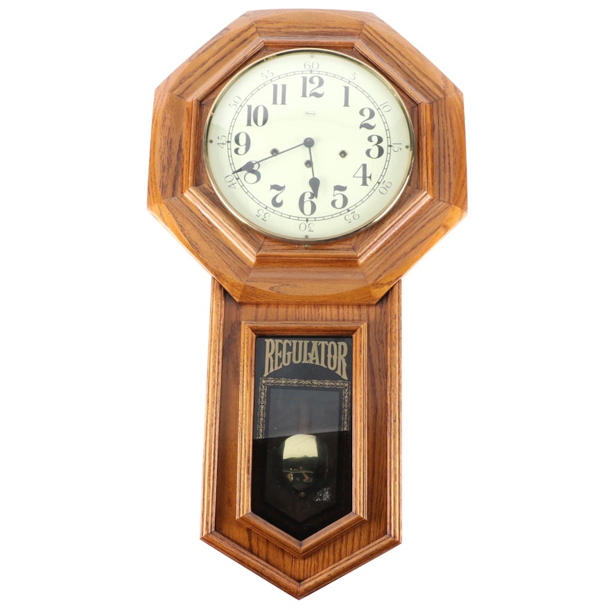 Oak Ridgeway Regulator Wall Clock, Late 20th Century