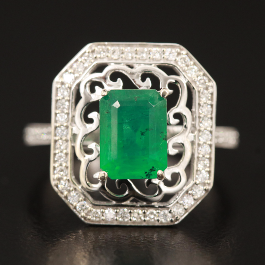 14K 1.91 CT Emerald and Diamond Ring