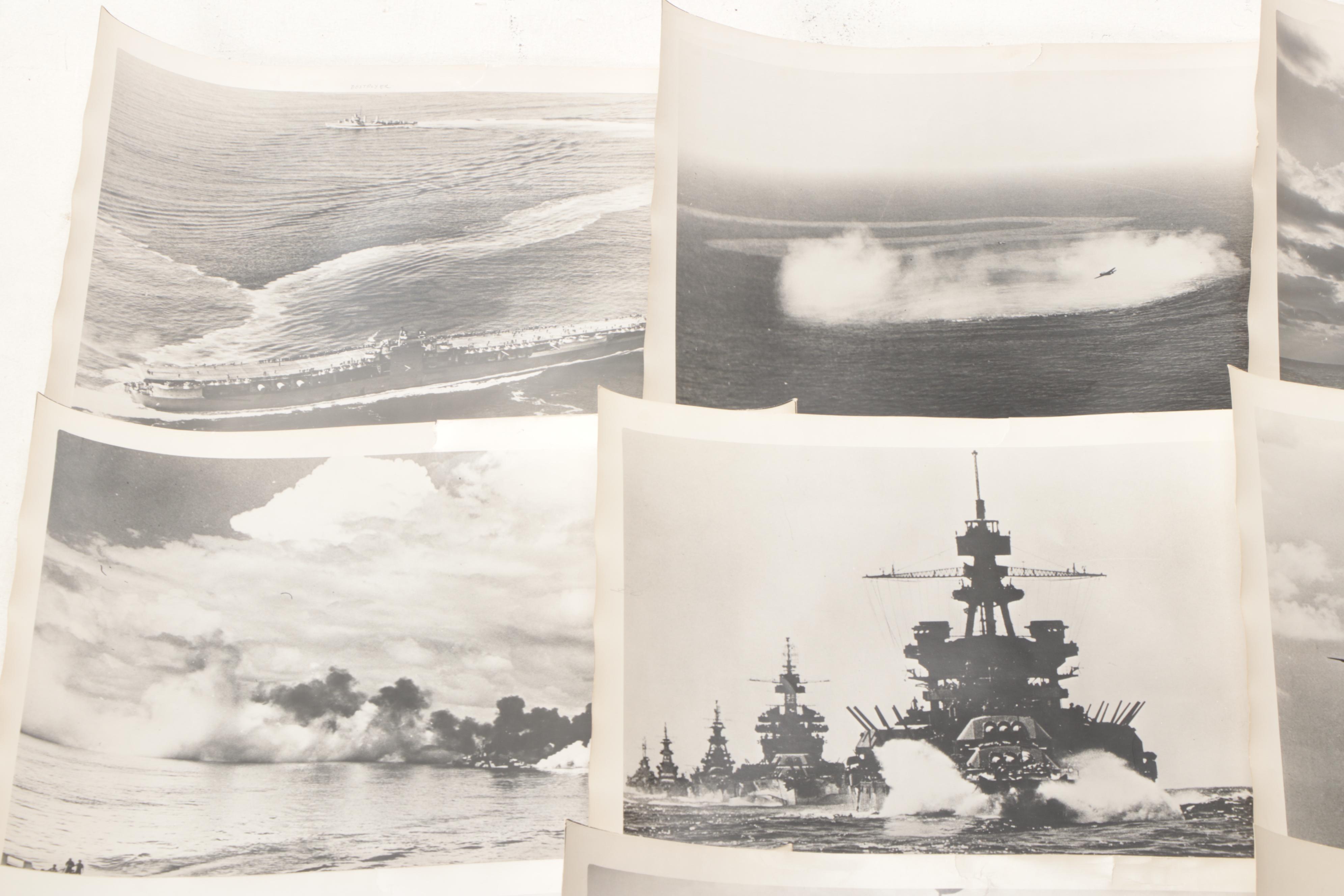 World War II Black and White Photographs of Military Ships, Airplanes, and More