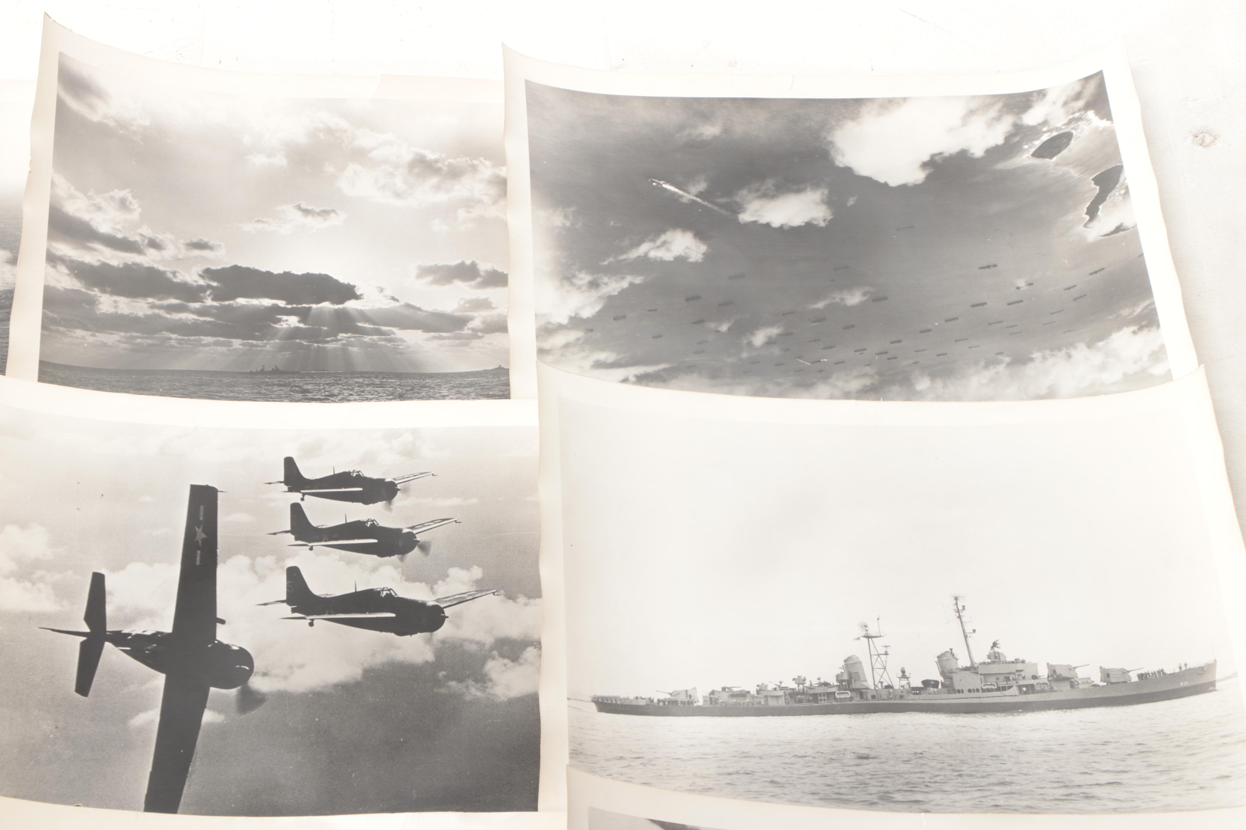 World War II Black and White Photographs of Military Ships, Airplanes, and More