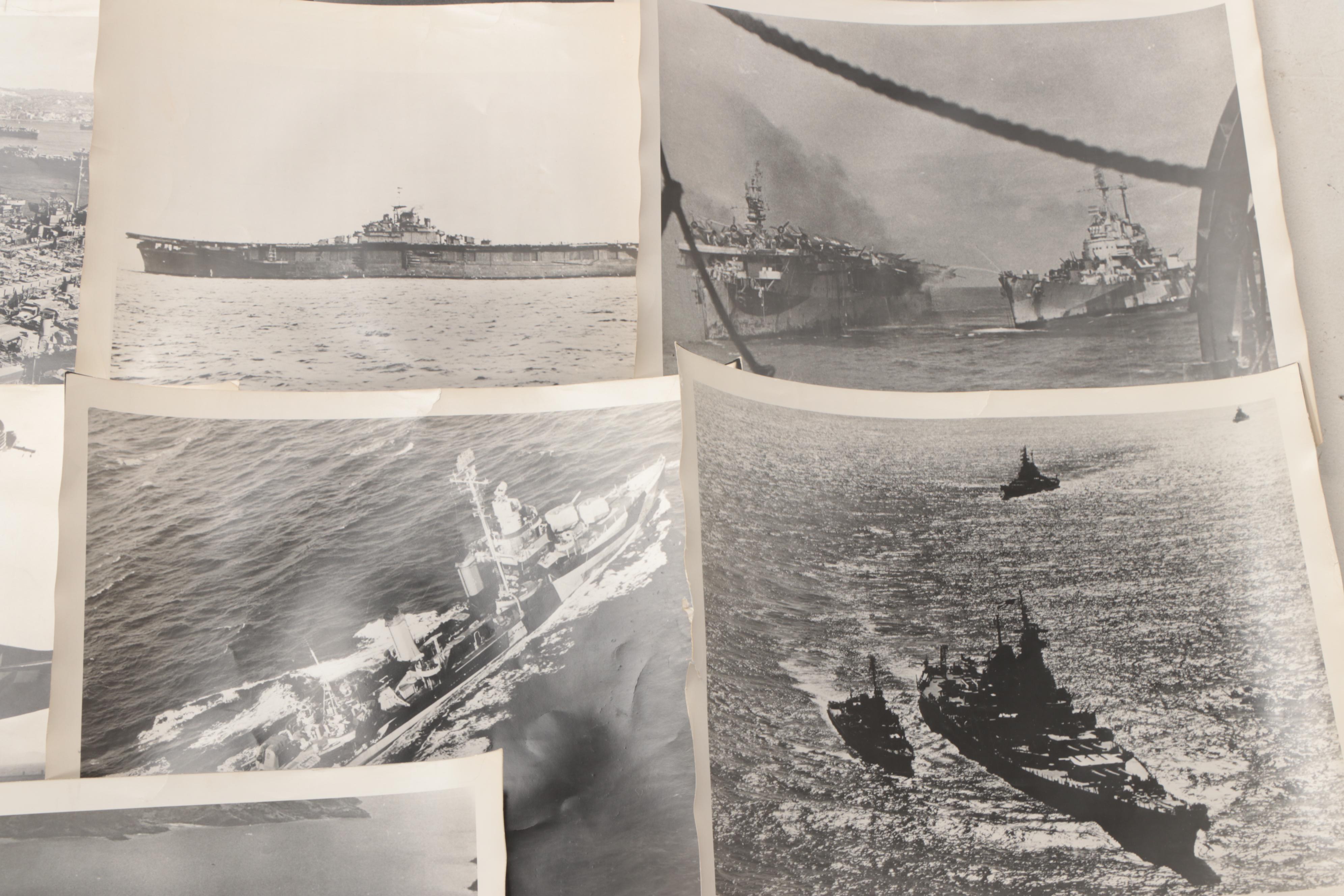 World War II Black and White Photographs of Military Ships, Airplanes, and More