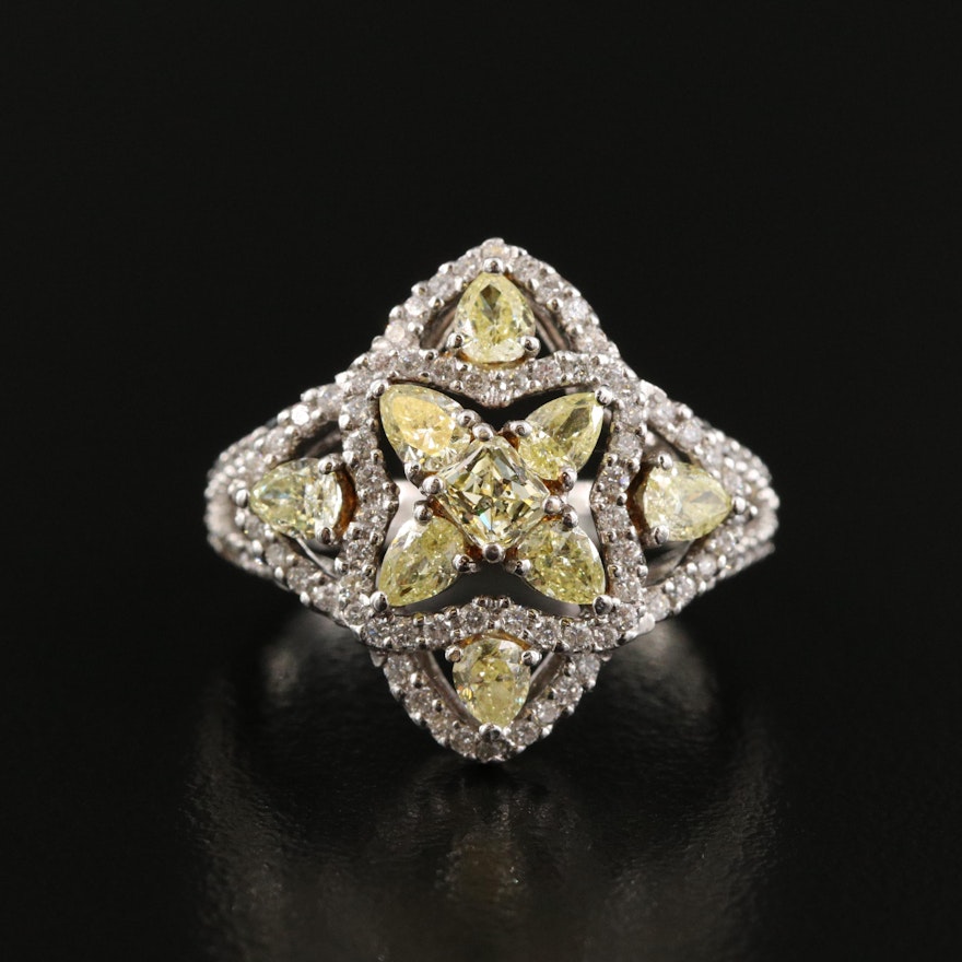 18K 1.90 CTW Diamond Floral Ring