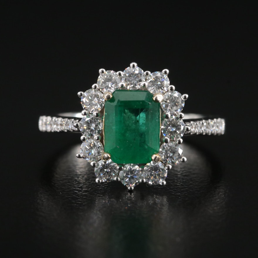 14K 1.63 CT Emerald and 1.04 CTW Diamond Ring