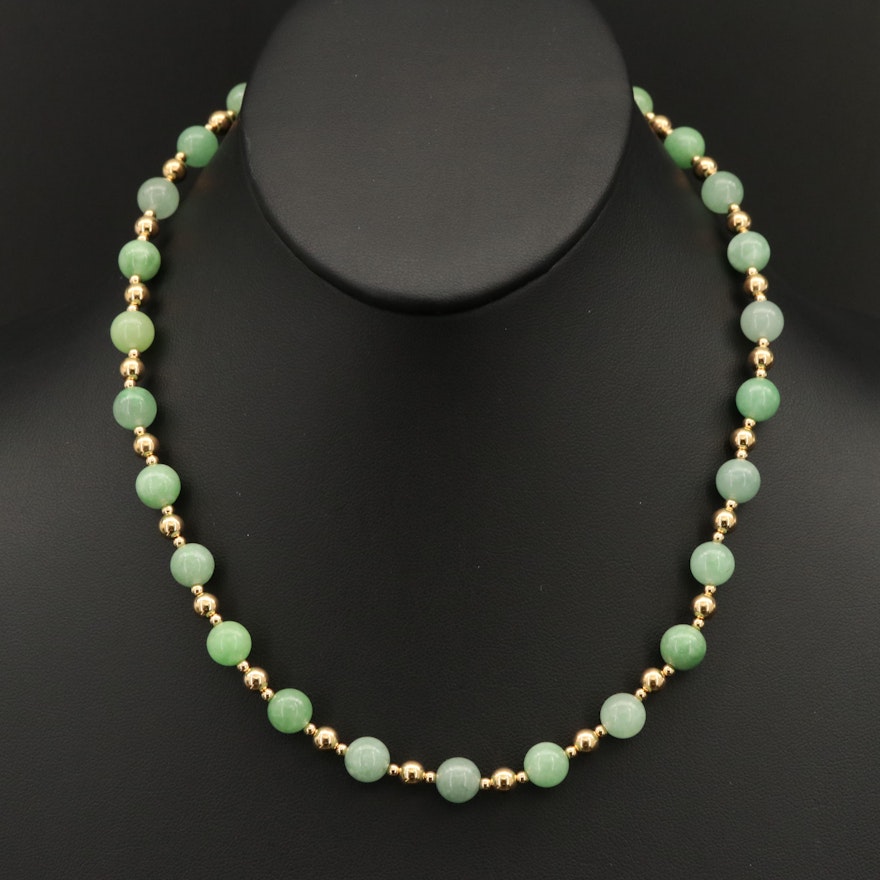 Sterling Jadeite Bead Necklace