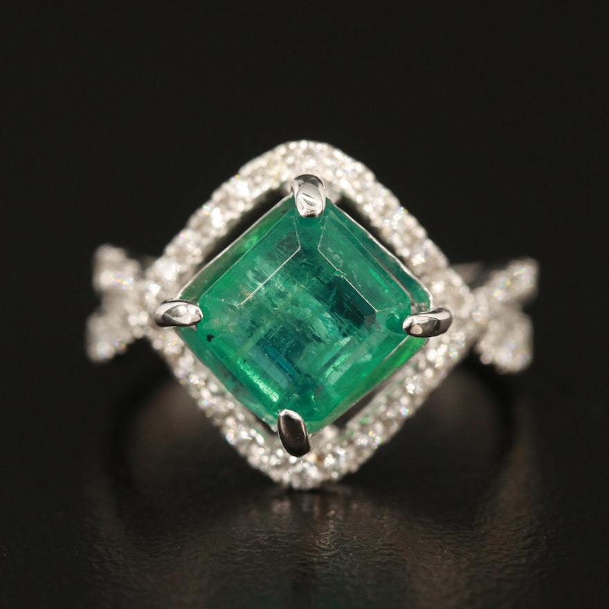 14K 3.44 CT Emerald and Diamond Ring