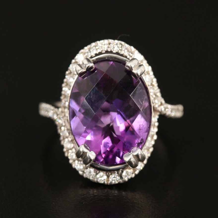 10K 5.45 CT Amethyst and Diamond Ring