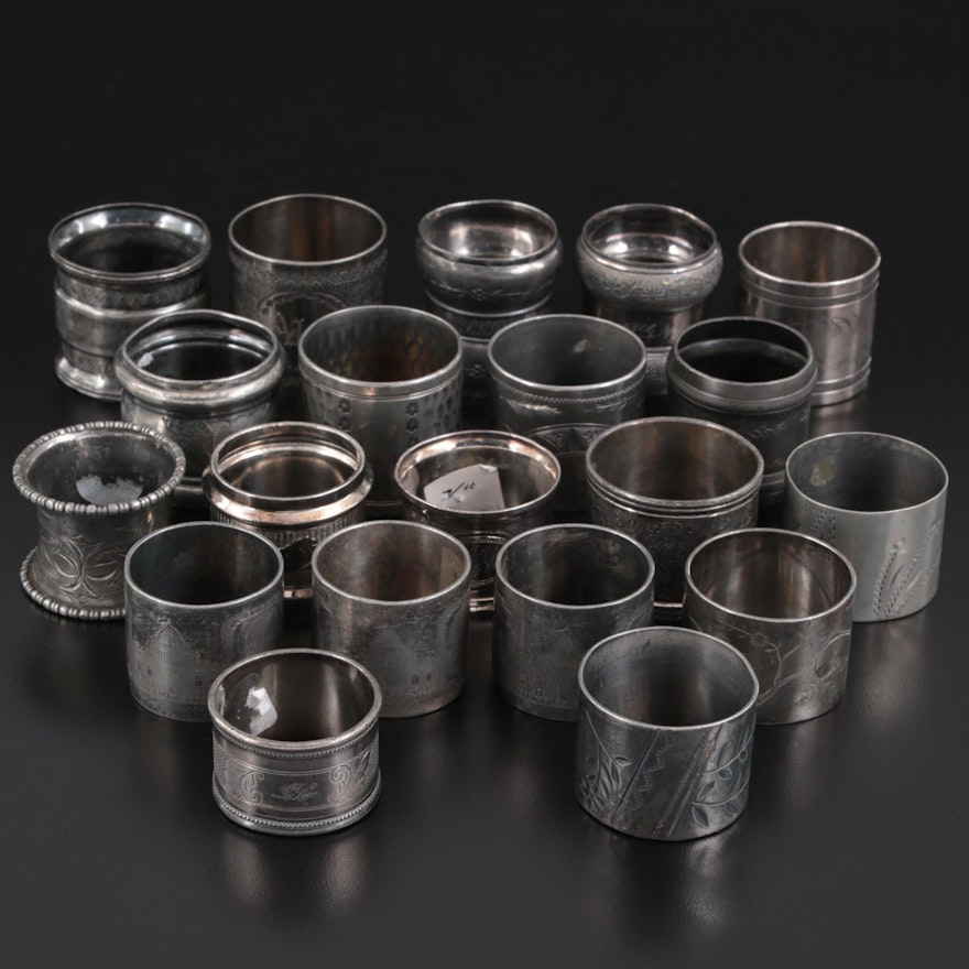 Victorian and Edwardian Silver Plate and Other Metal Bright Cut Napkin Rings