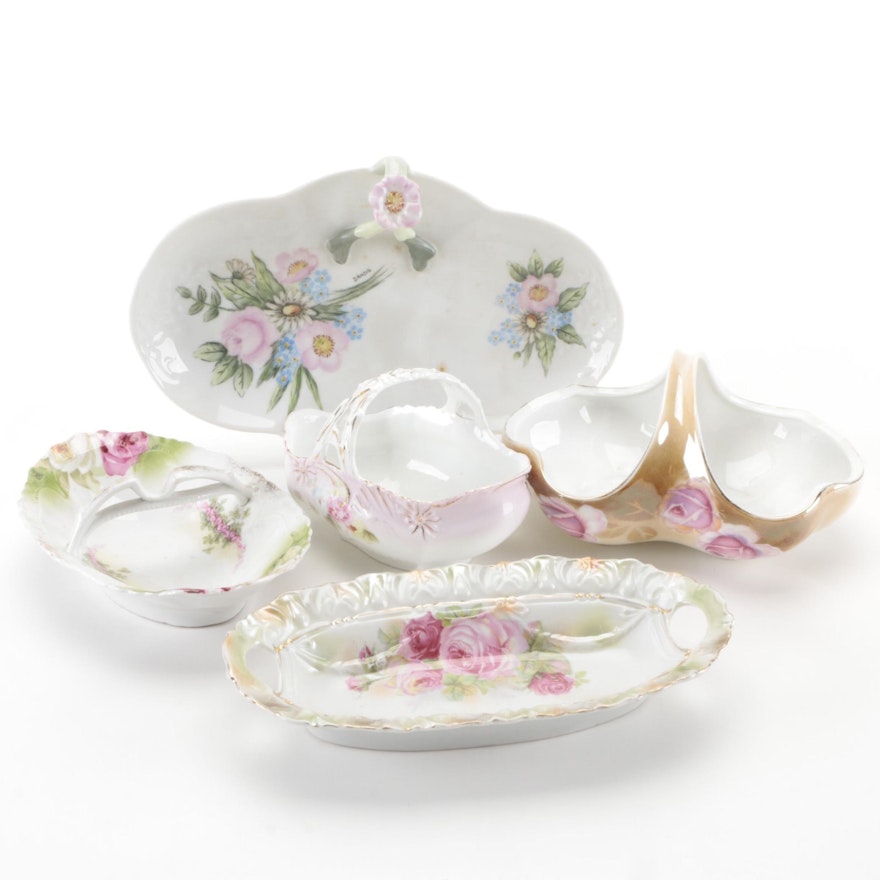 RS Germany and Other Porcelain Floral Table Accessories and Serveware