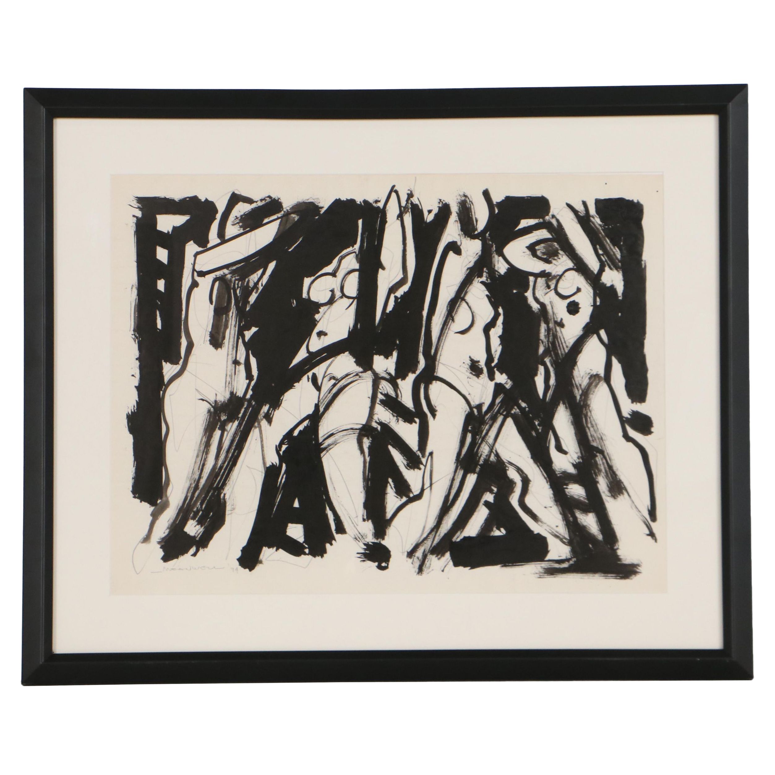 Jack Meanwell Abstract Watercolor Painting, 1994