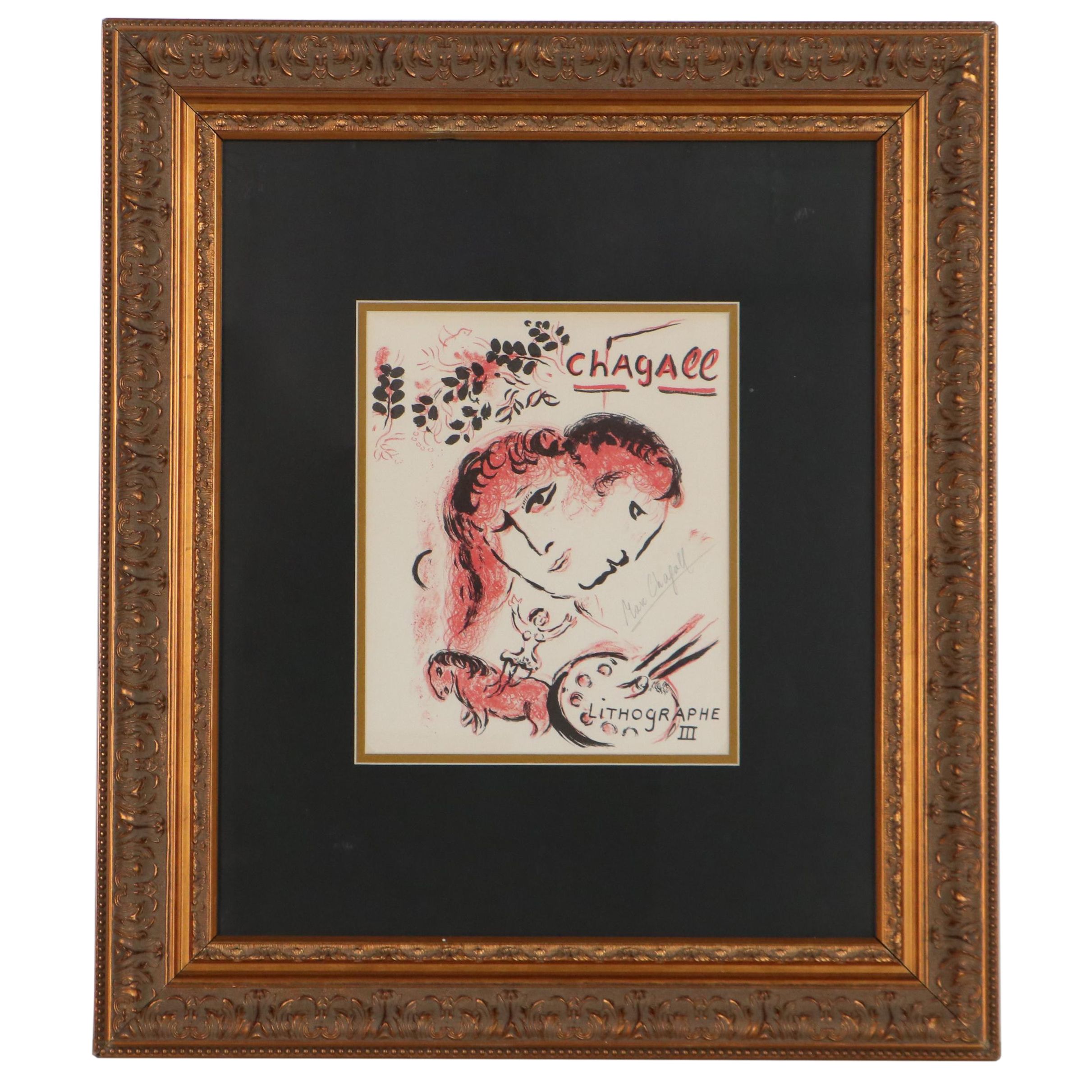 Marc Chagall Lithograph Cover from "Chagall: Lithograph III," 1969