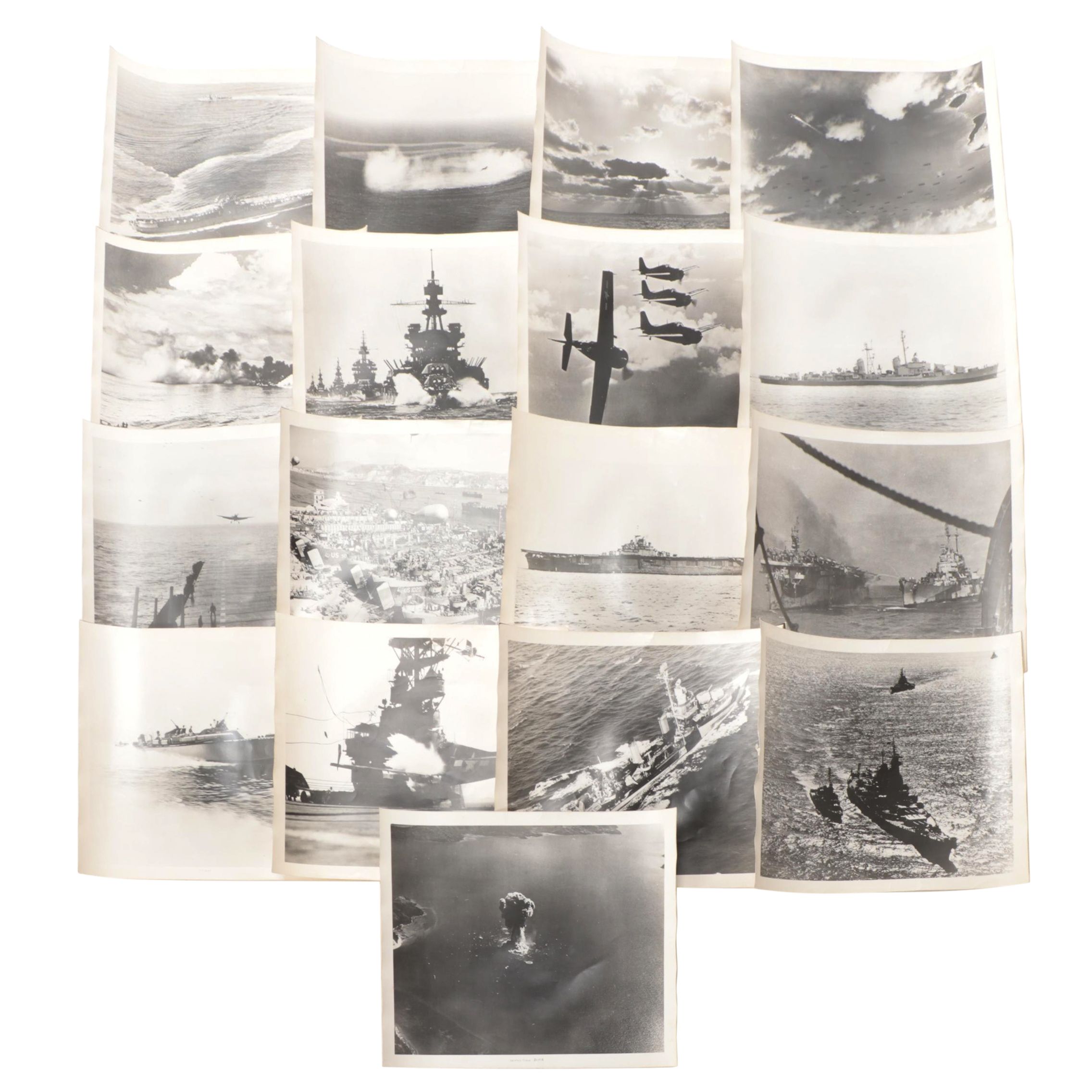 World War II Black and White Photographs of Military Ships, Airplanes, and More