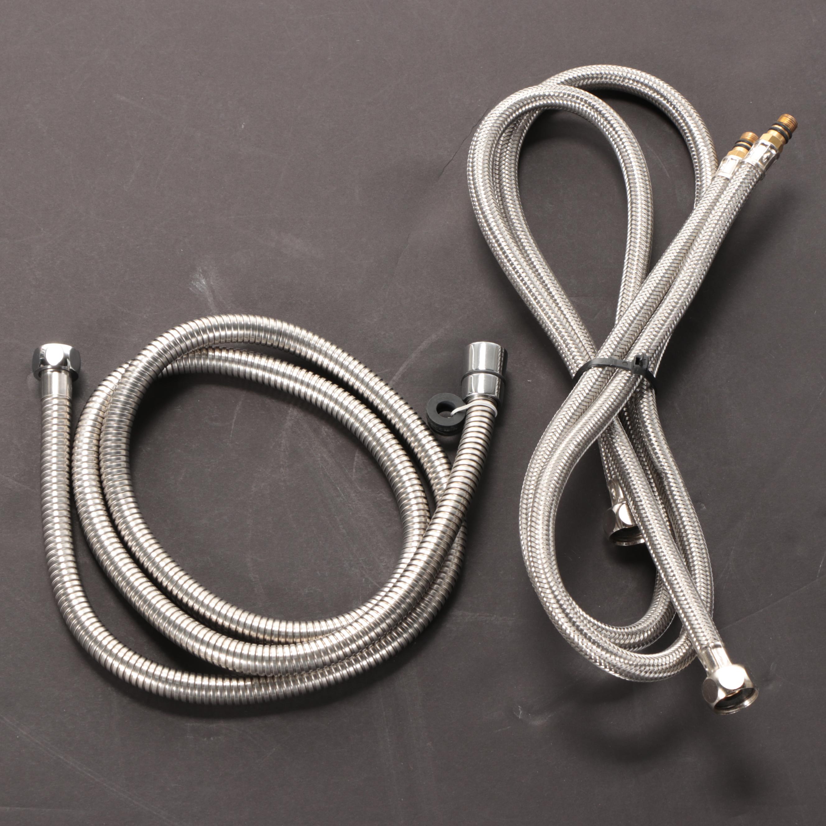 Chrome Gooseneck Freestanding Tub Faucet, Hand Shower and Tub Drain