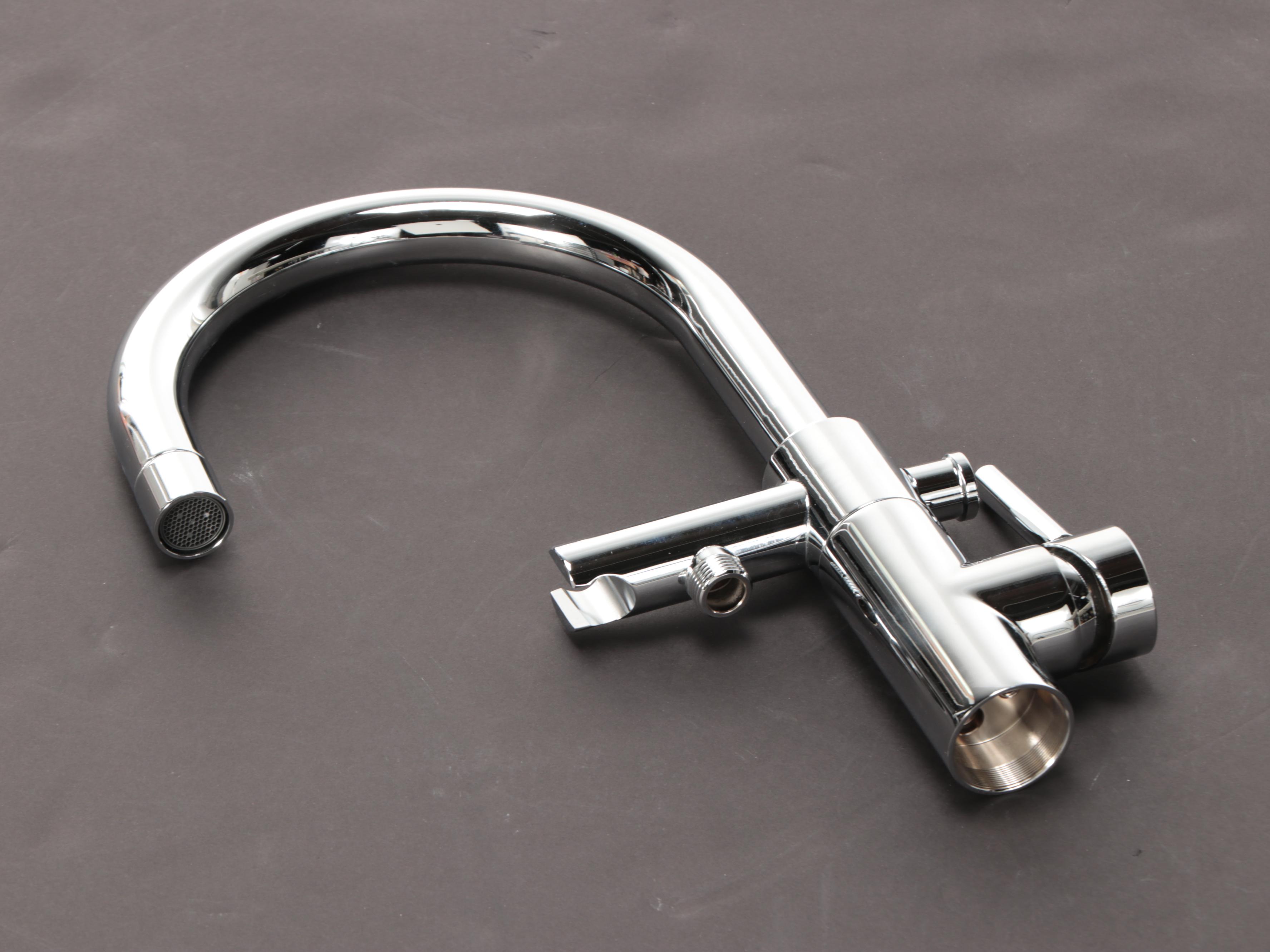 Chrome Gooseneck Freestanding Tub Faucet, Hand Shower and Tub Drain