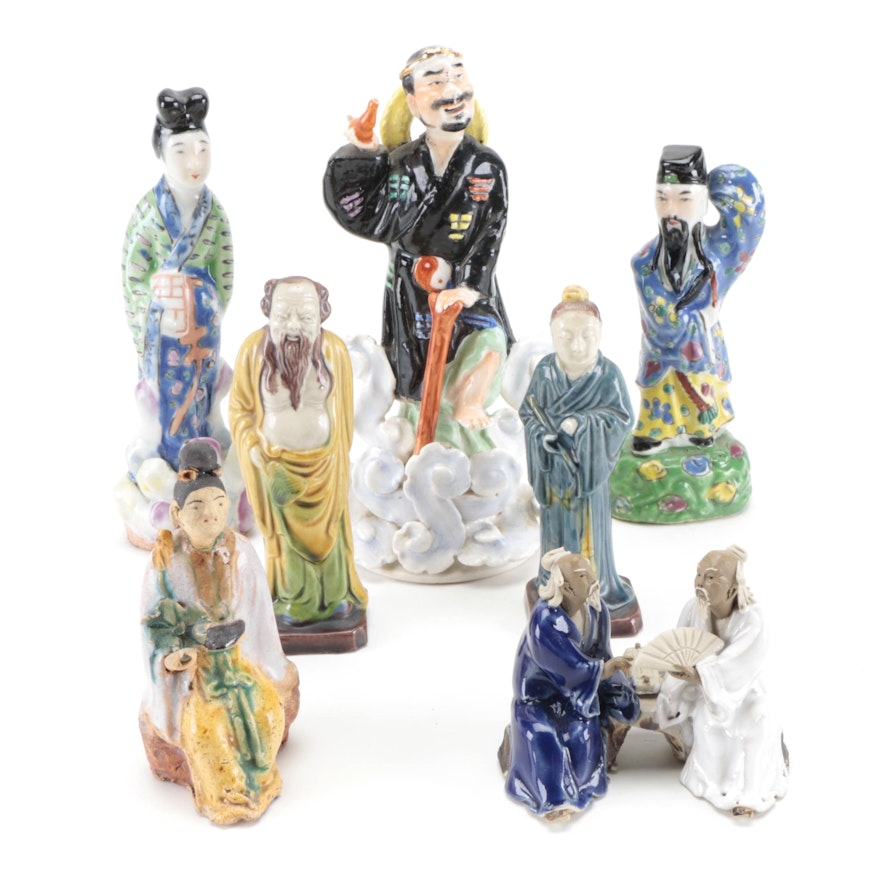 Chinese Earthenware Figurines with Other Chinese Ceramic Figures