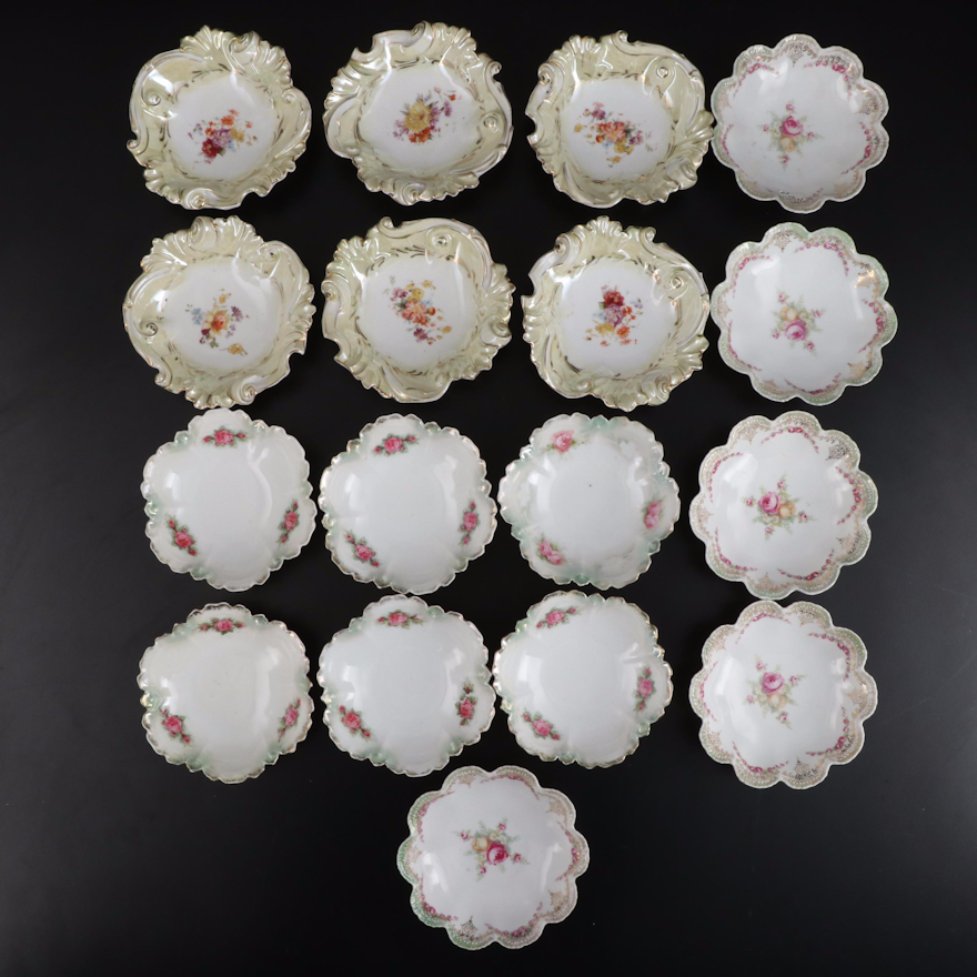 Reinhold Schlegelmilch and Other German Porcelain Berry Bowls, Early 20th C.