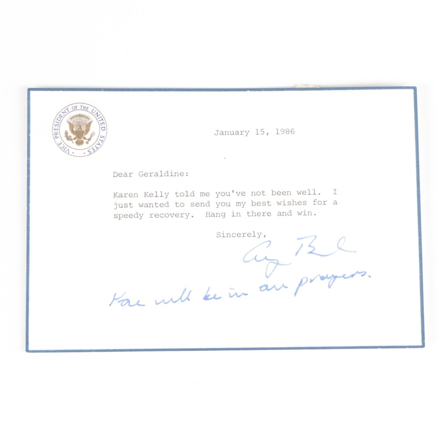 George H. W. Bush Signed Personal Note, ALOA