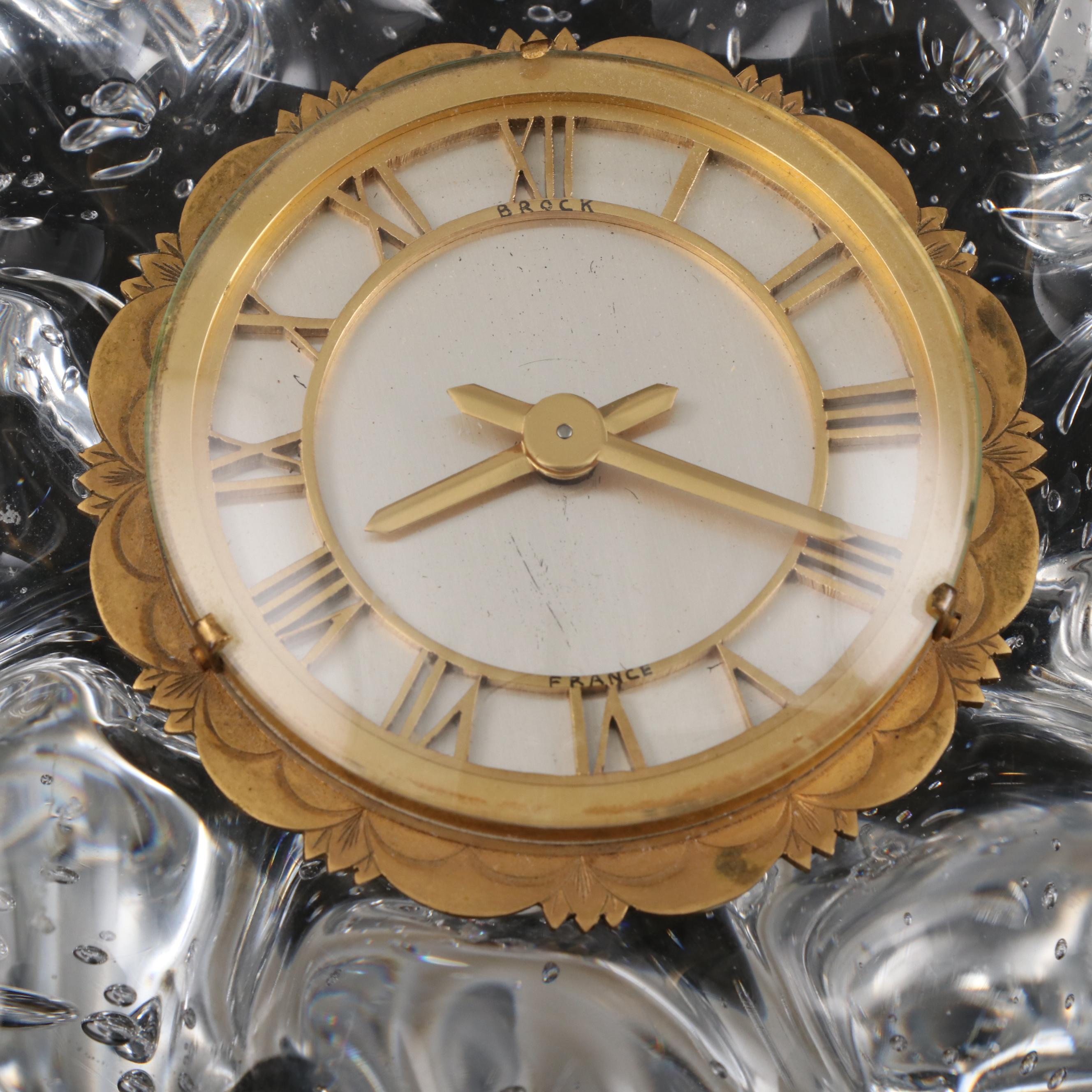 Brock French Crystal Desk Clock, Early to Mid 20th Century