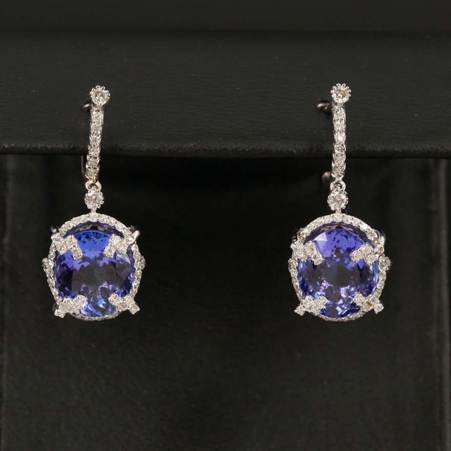 14K 8.12 CTW Tanzanite and 1.00 CTW Diamond Earrings