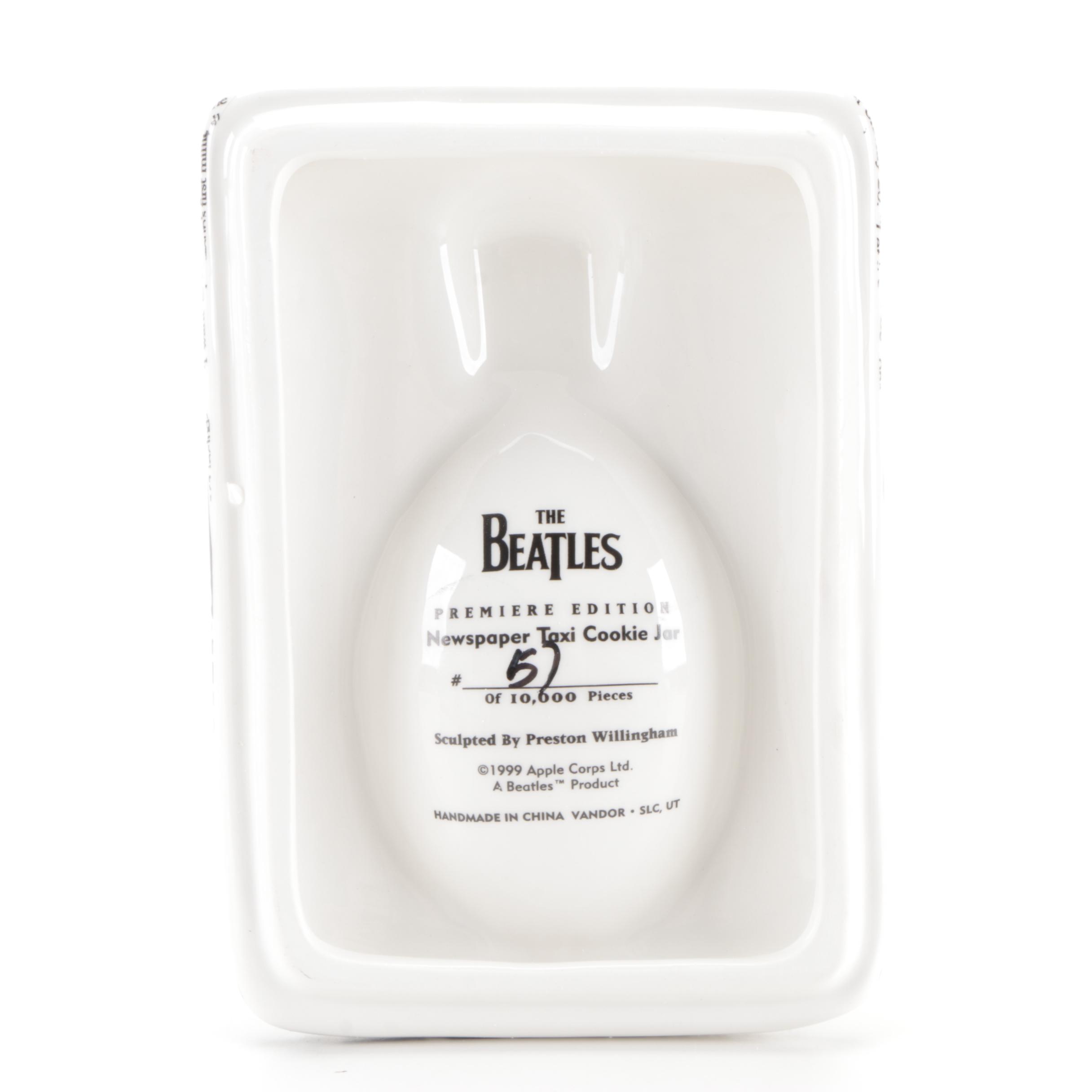 The Beatles "Newspaper Taxi" Cookie Jar, Corgi Classics Diecast Model, 1990s