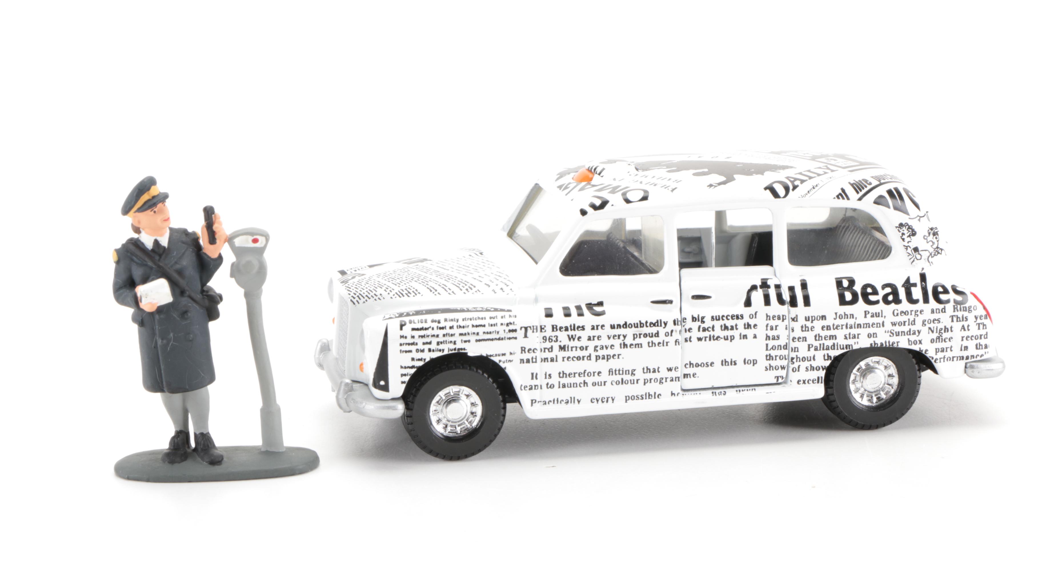 The Beatles "Newspaper Taxi" Cookie Jar, Corgi Classics Diecast Model, 1990s