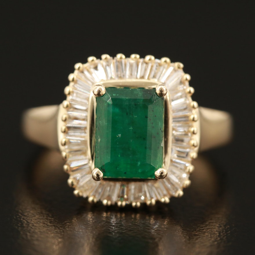 14K 1.80 CT Emerald and Diamond Ring