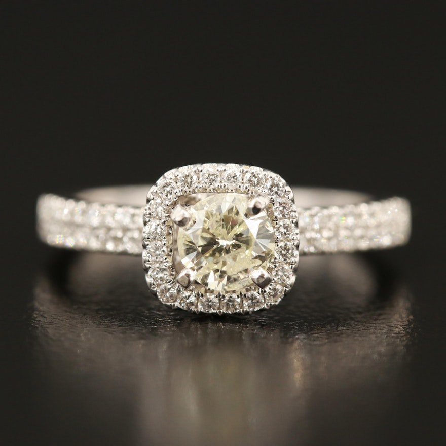 14K Diamond Ring with 0.51 CT Center