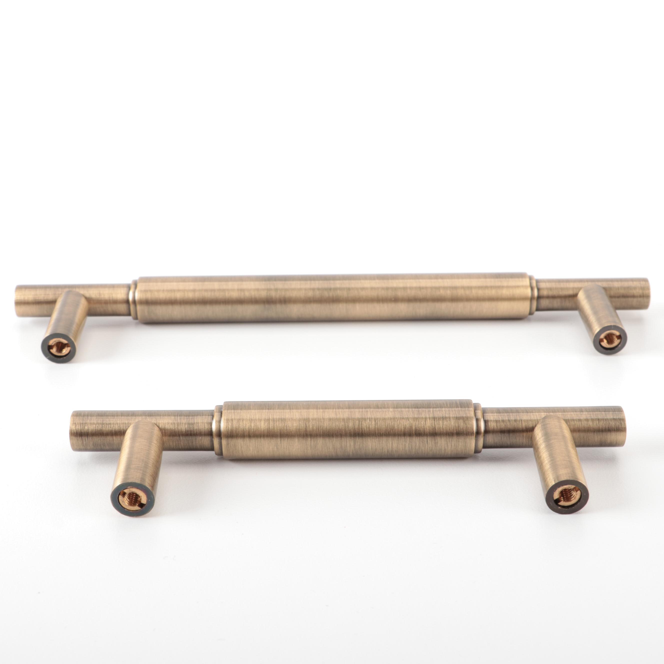 3.75" and 6" Solid Brass Cabinet Pulls in Antique Brass Finish