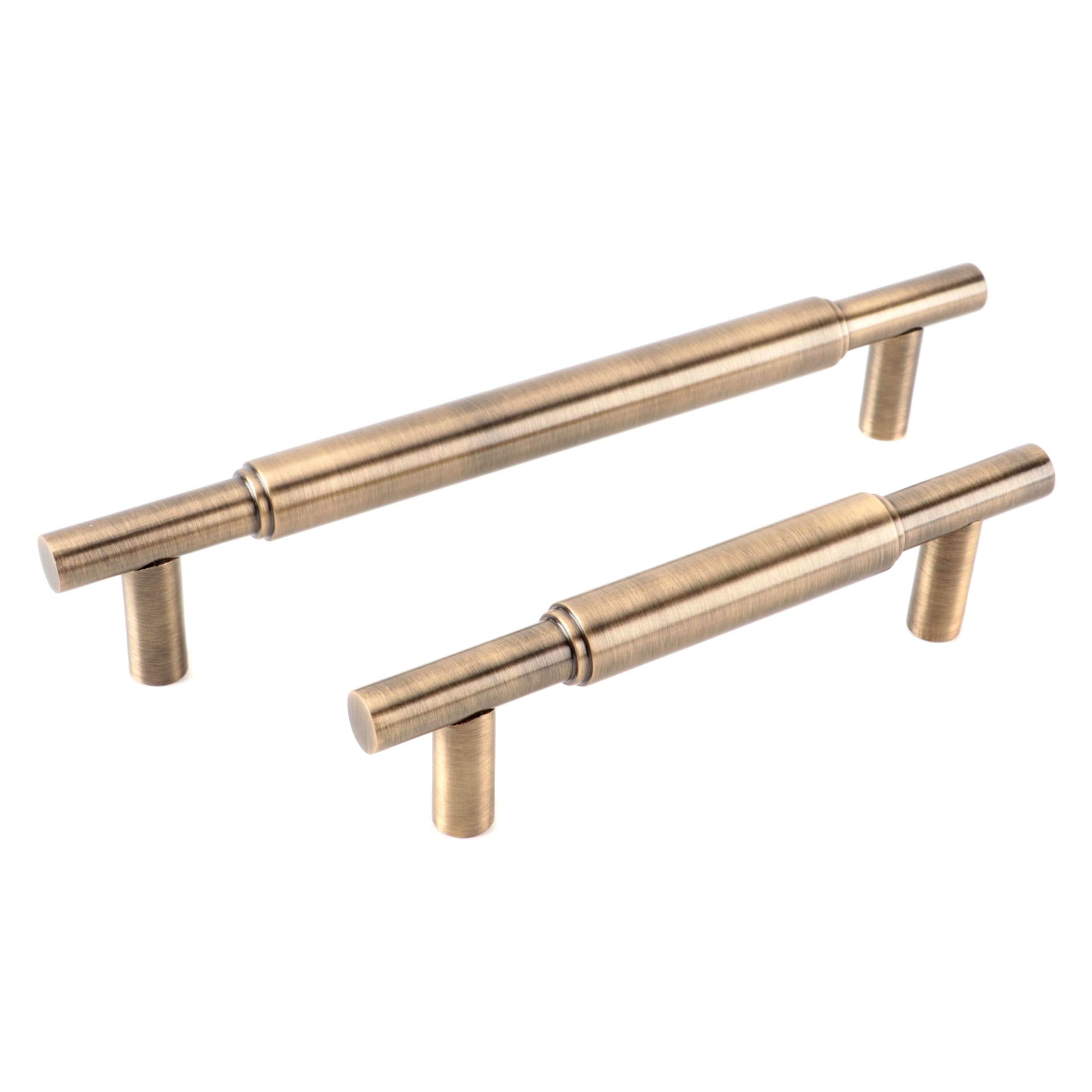 3.75" and 6" Solid Brass Cabinet Pulls in Antique Brass Finish