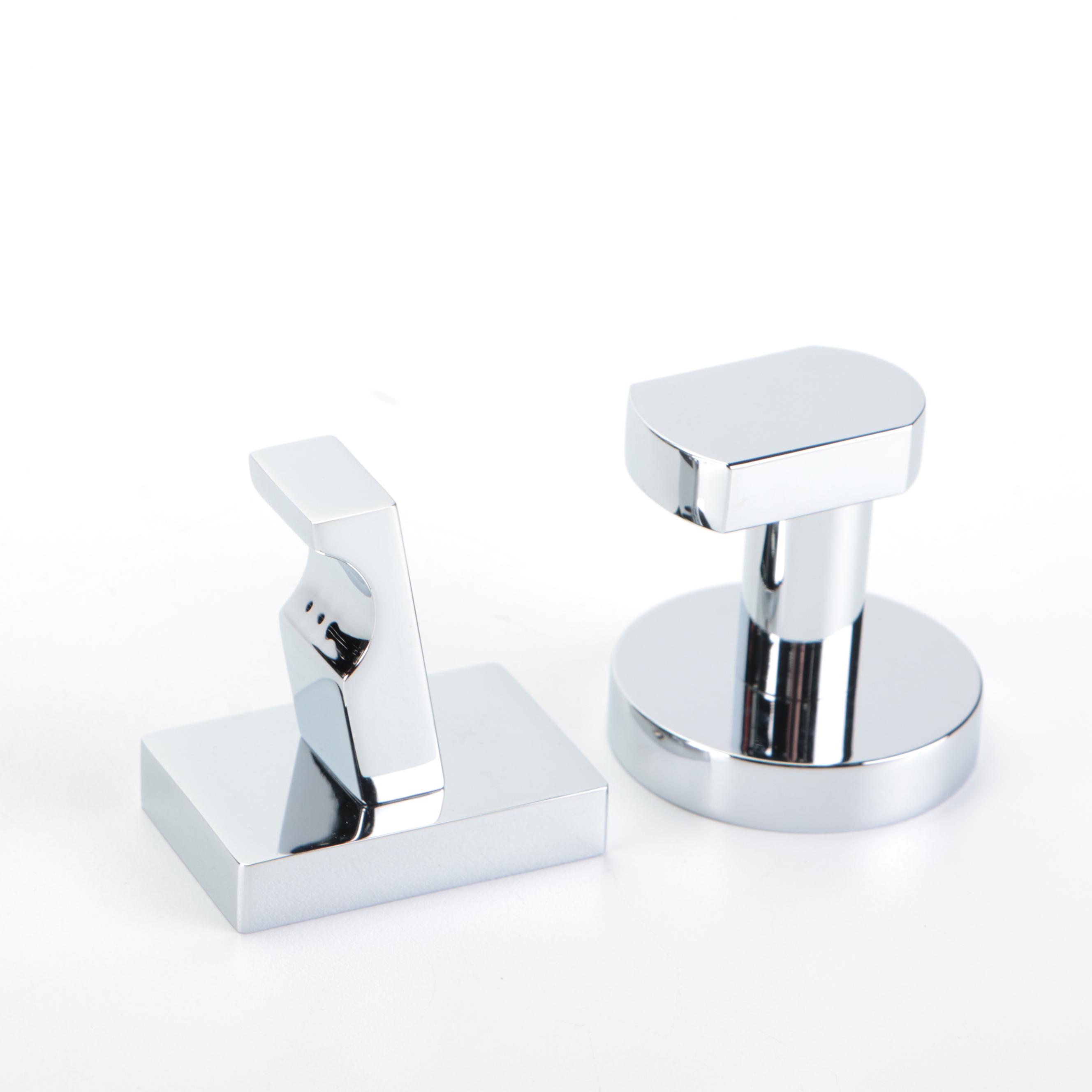 Robe Hooks, 6.50'' Cabinet Pull, 6'' Cabinet Pull, and Toilet Paper Holder