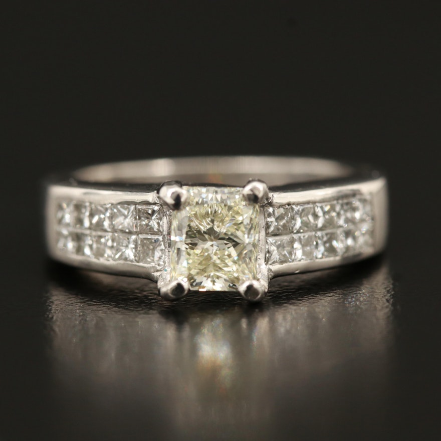 Platinum Diamond Ring with 1.00 CT Center Stone