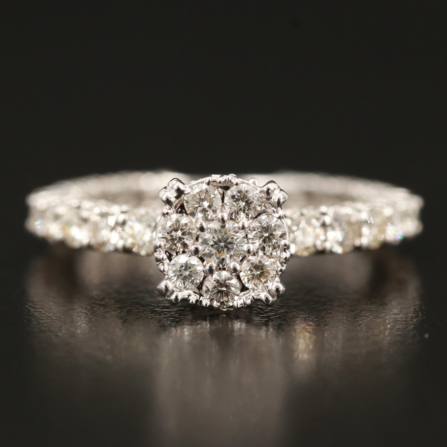 14K 1.71 CTW Diamond Cluster Ring