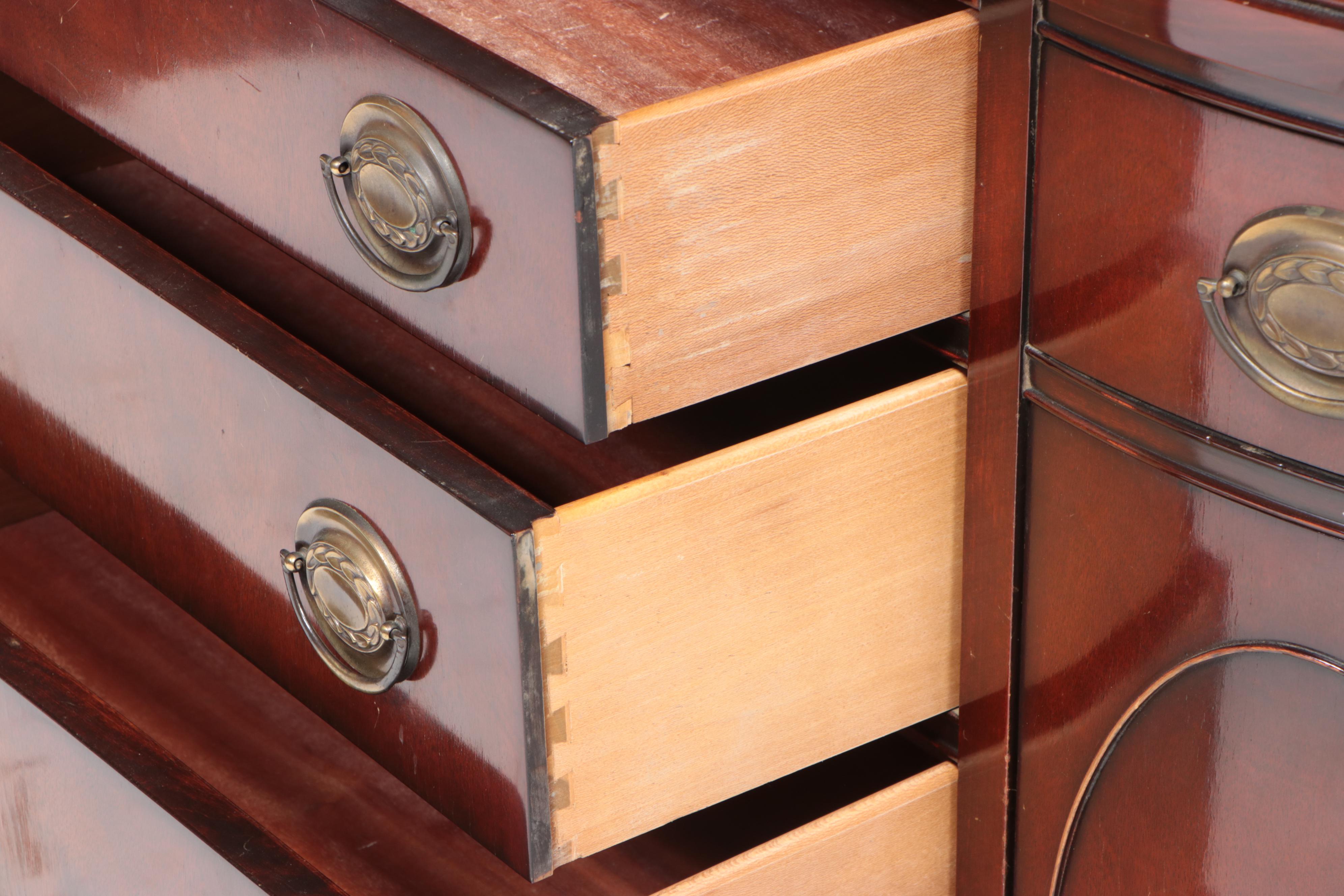 Drexel Hampton Court Mahogany Bow-Front China Cabinet, Mid-20th Century