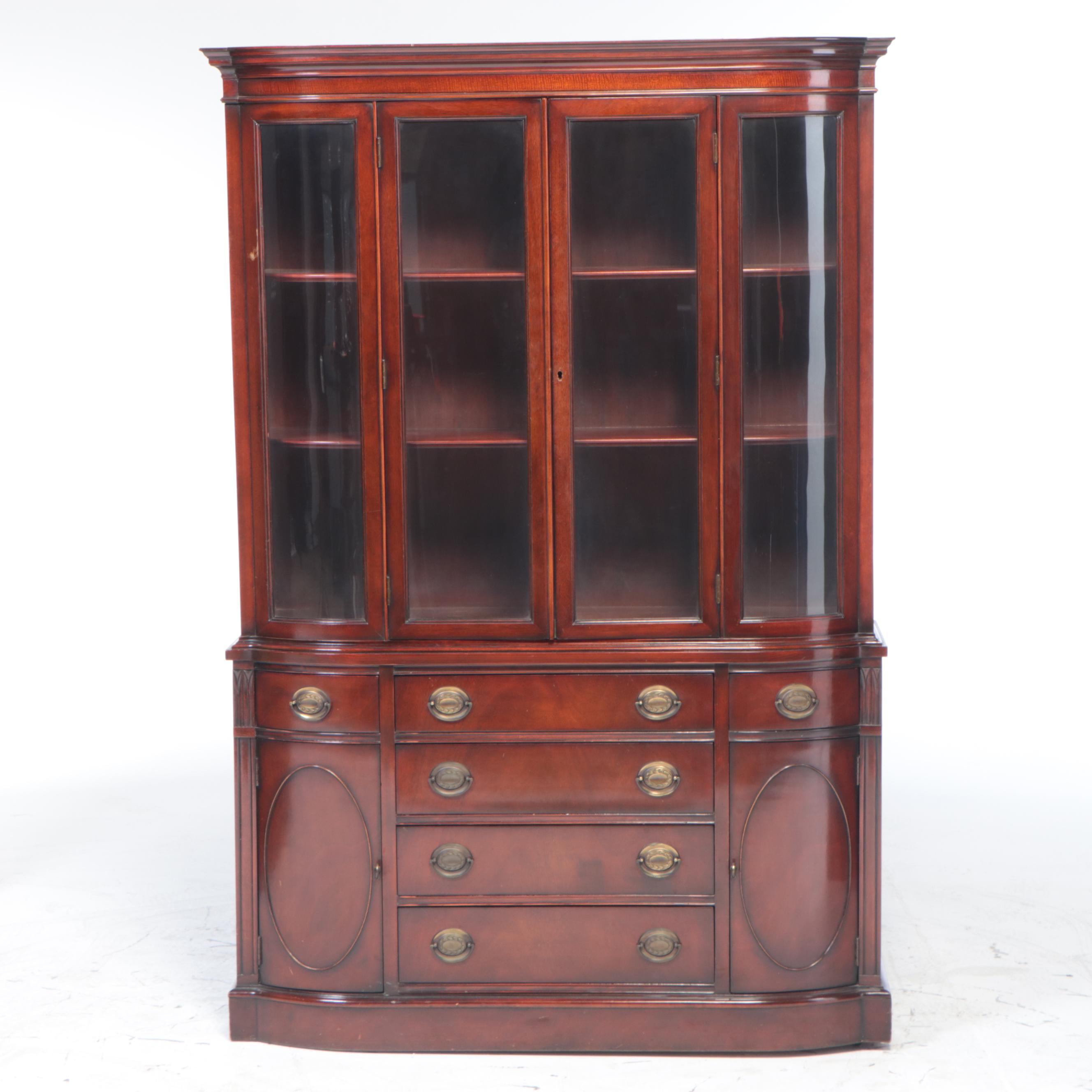 Drexel Hampton Court Mahogany Bow-Front China Cabinet, Mid-20th Century
