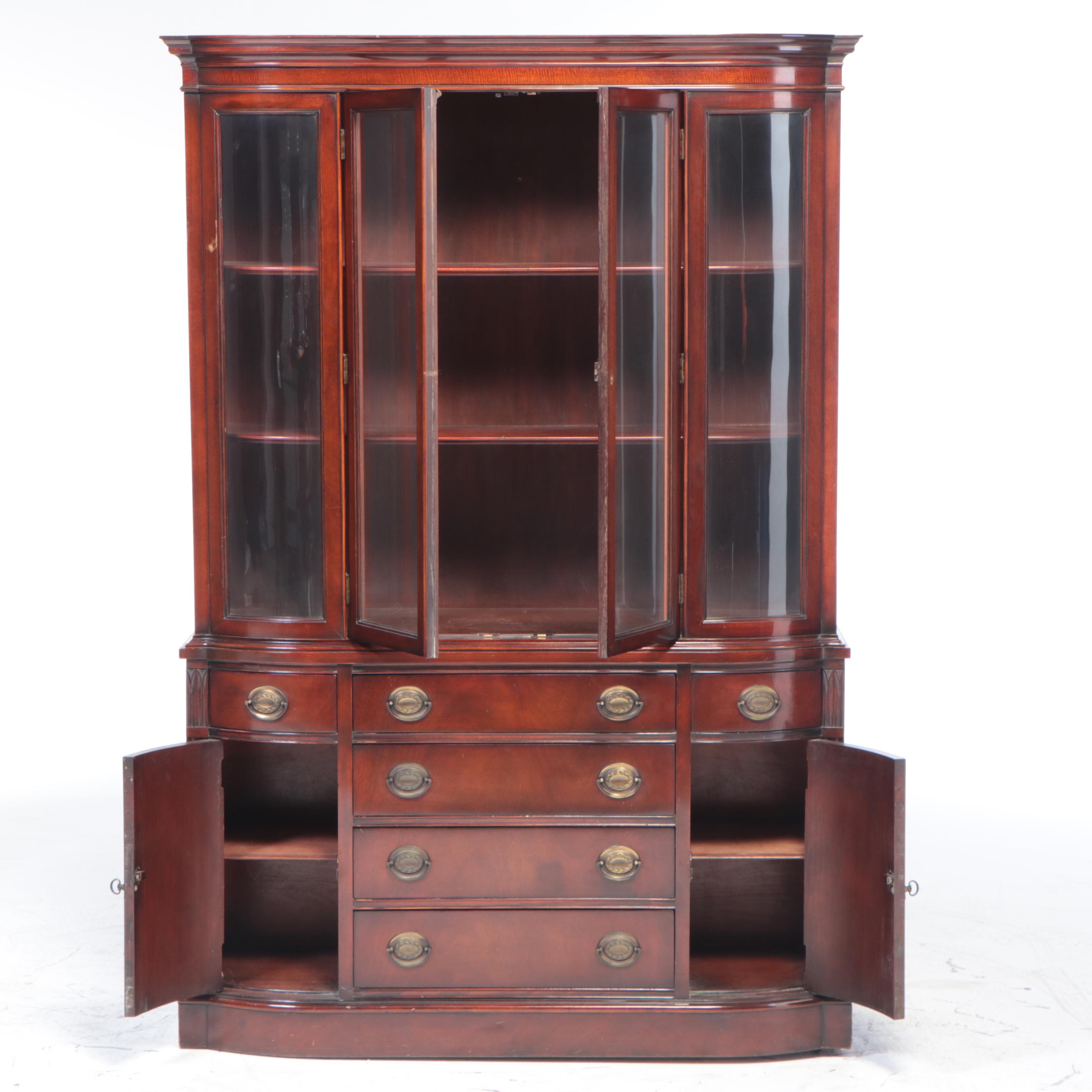 Drexel Hampton Court Mahogany Bow-Front China Cabinet, Mid-20th Century