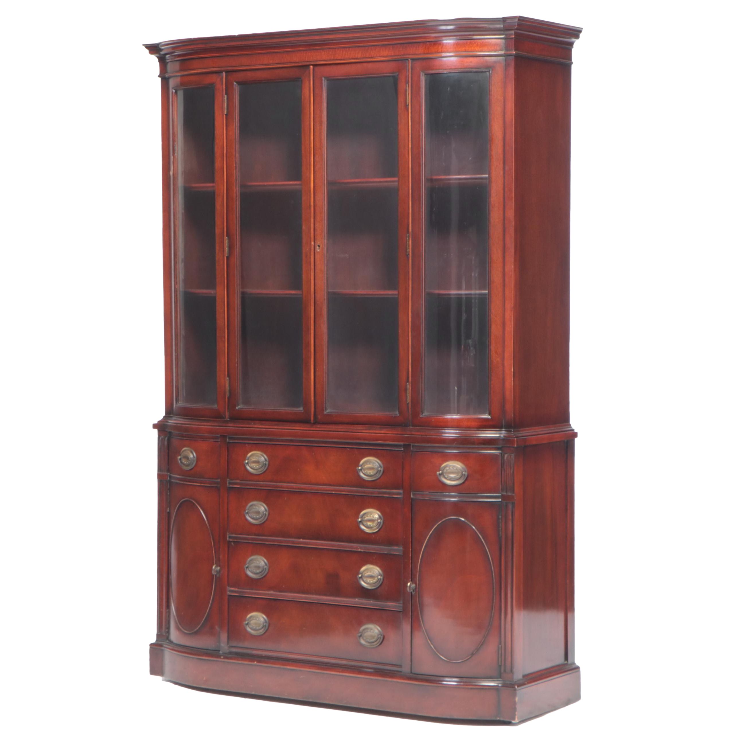 Drexel Hampton Court Mahogany Bow-Front China Cabinet, Mid-20th Century
