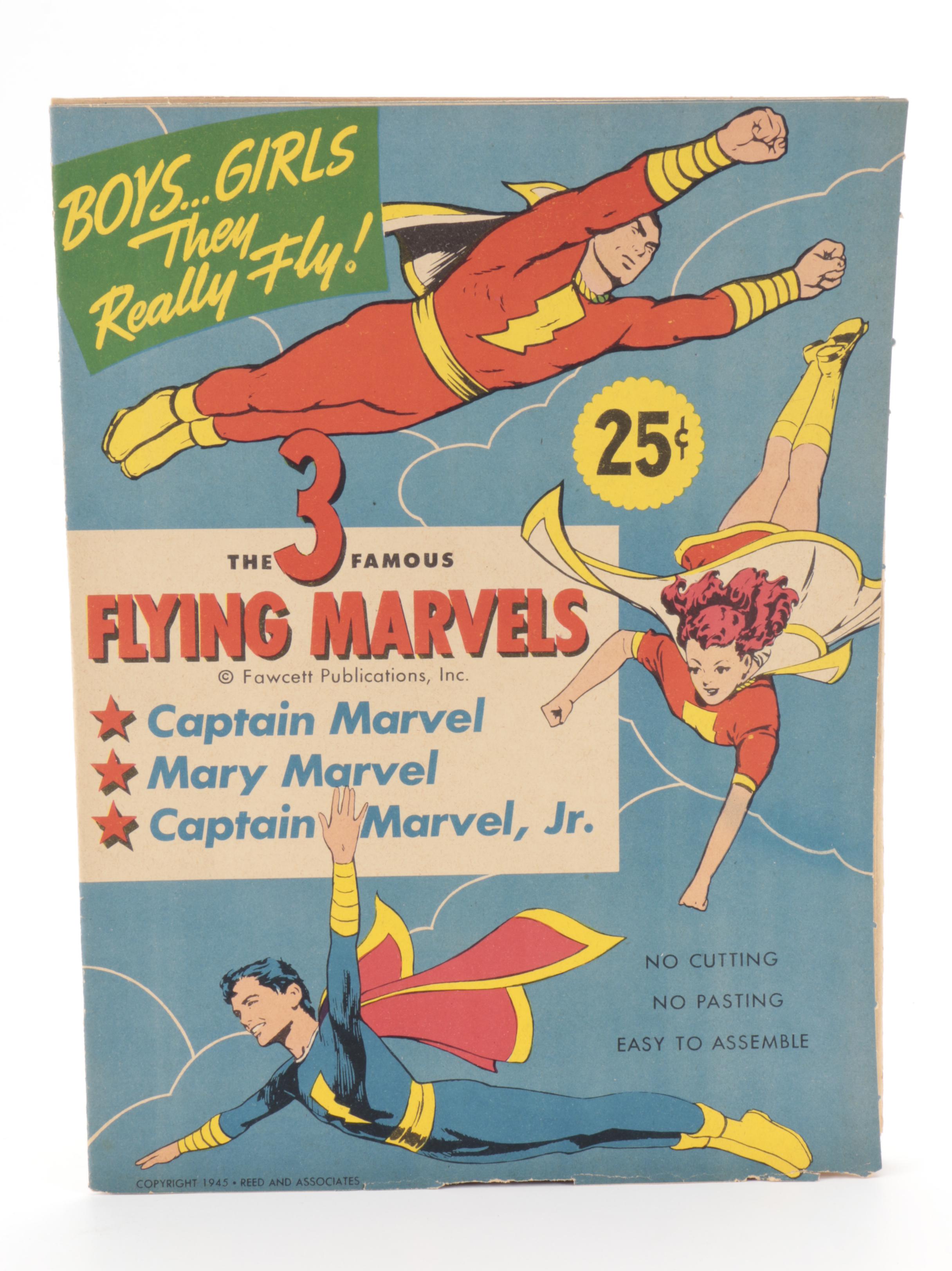 Flying Captain Marvel, The 3 Famous Flying Marvels Paper Toys, 1945