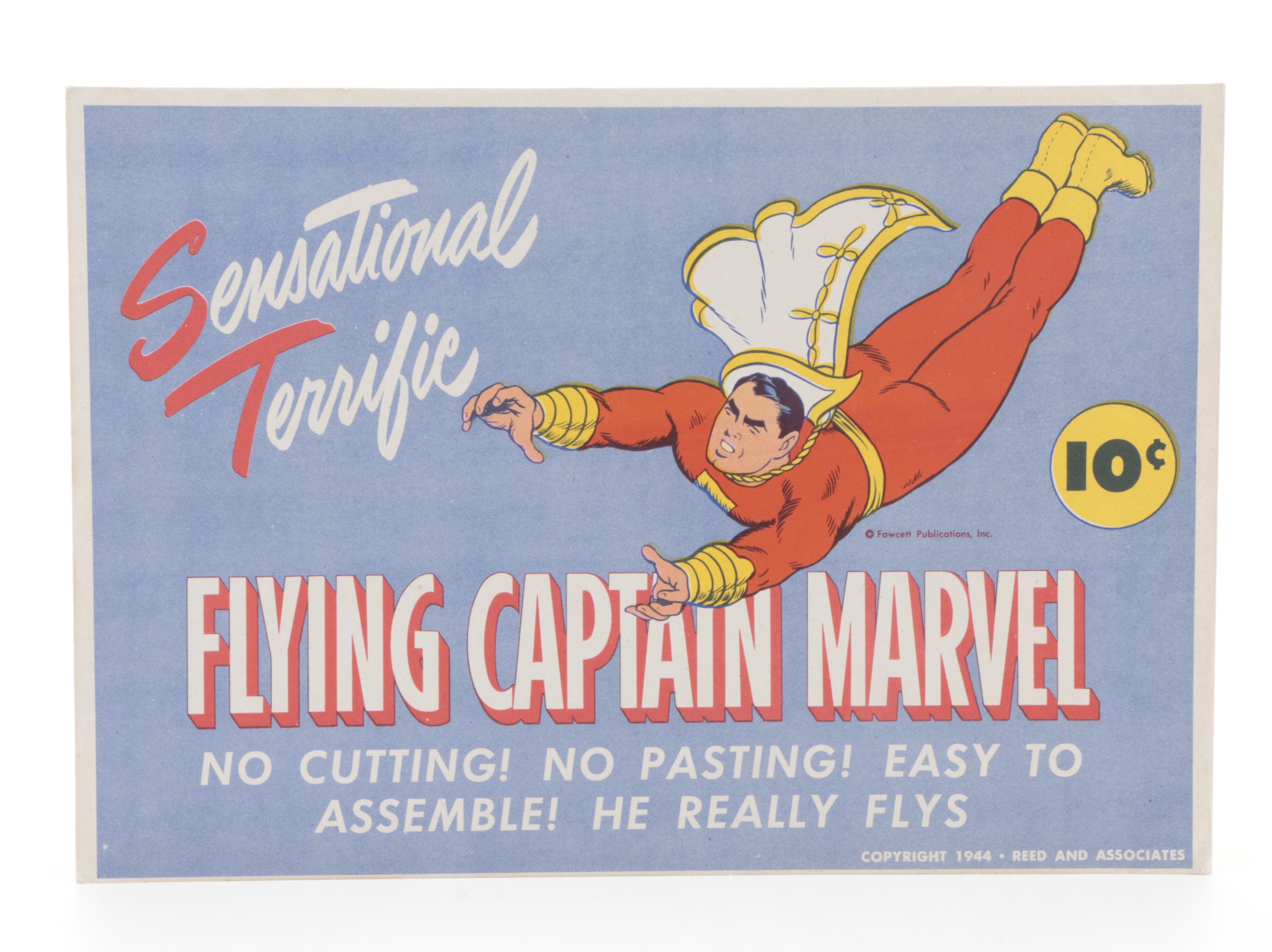 Flying Captain Marvel, The 3 Famous Flying Marvels Paper Toys, 1945