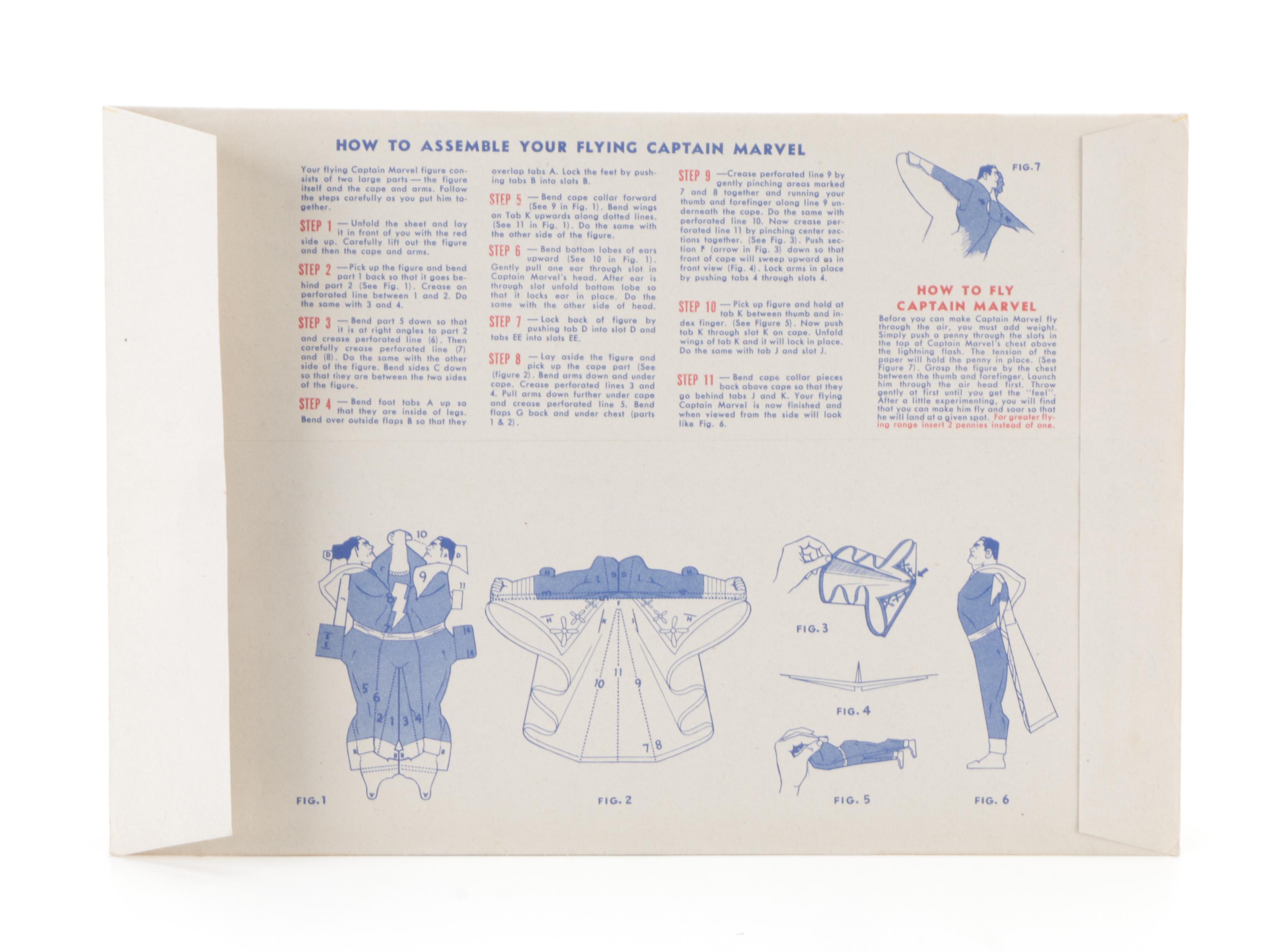 Flying Captain Marvel, The 3 Famous Flying Marvels Paper Toys, 1945