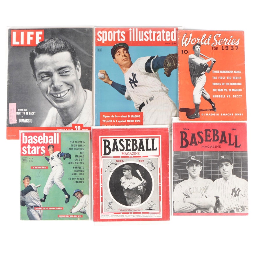 1930s-1950s Joe DiMaggio Baseball Magazines Including 1937 World Series