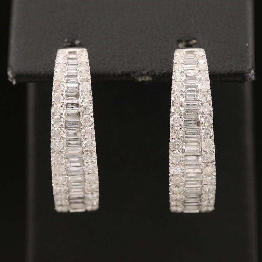 14K 3.04 CTW Diamond Hoop Earrings